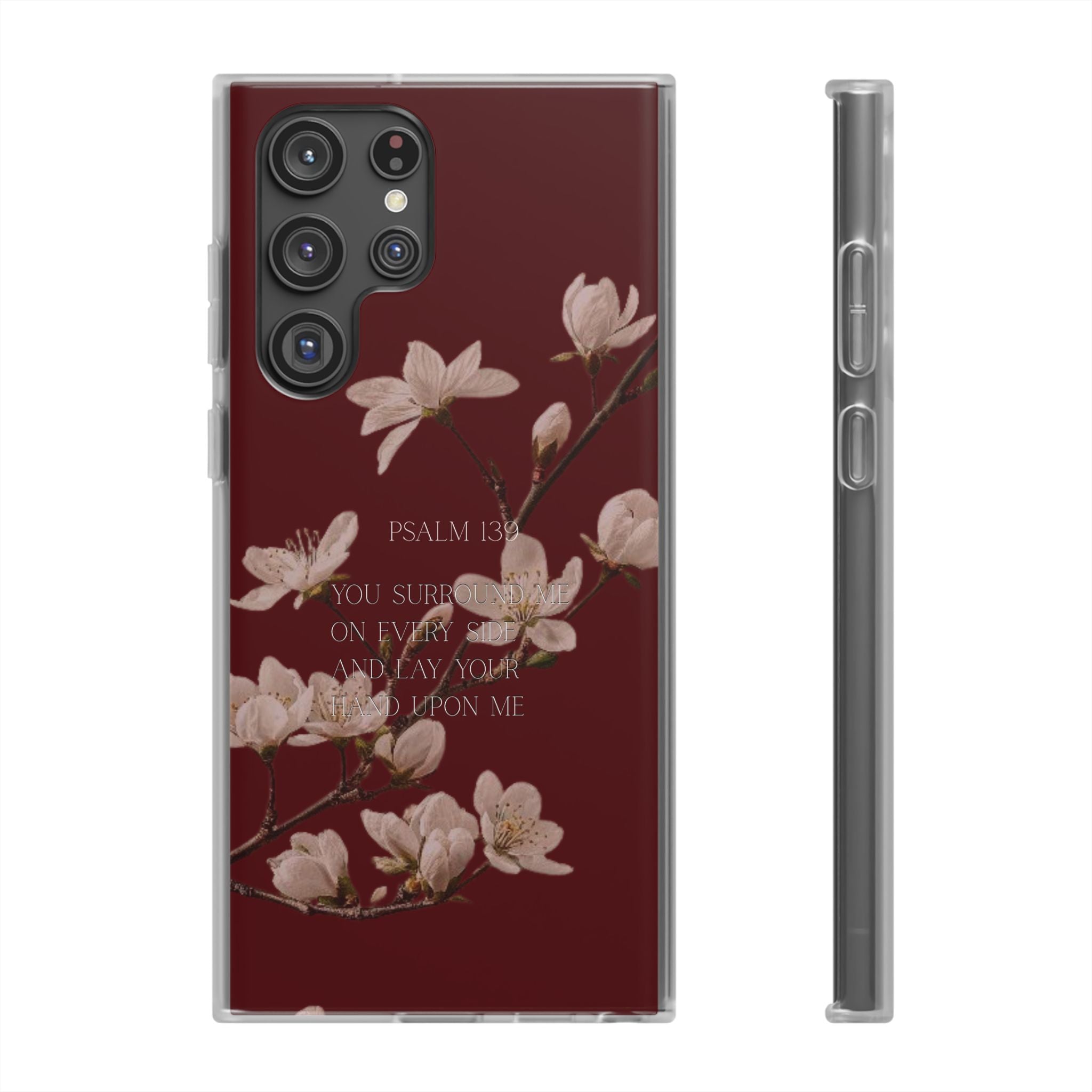 Floral Psalm Phone Case — Psalm 139 Scripture Cherry Blossom iPhone Cover