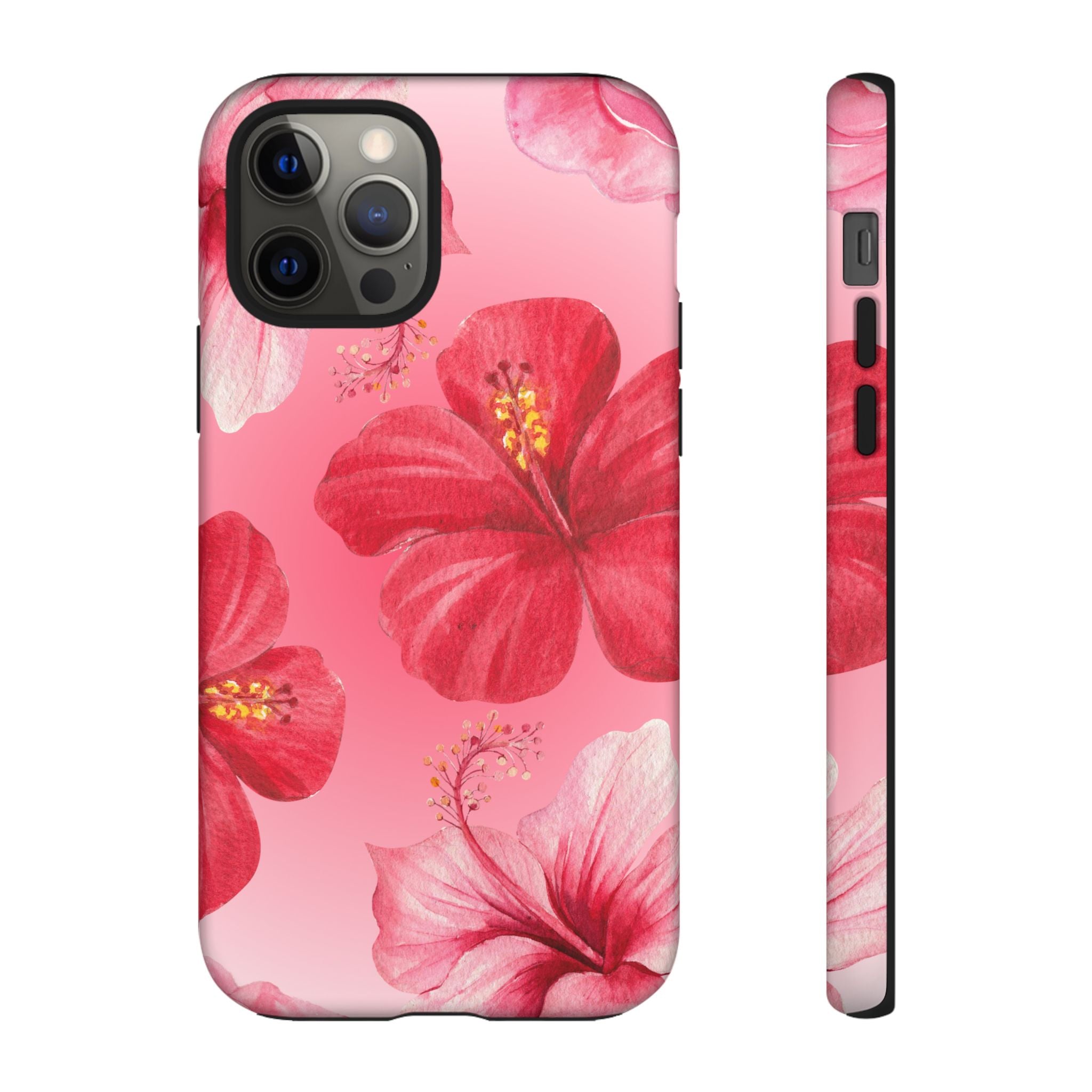 Hibiscus Pink Tough Phone Case — Floral Tropical Protective Cover
