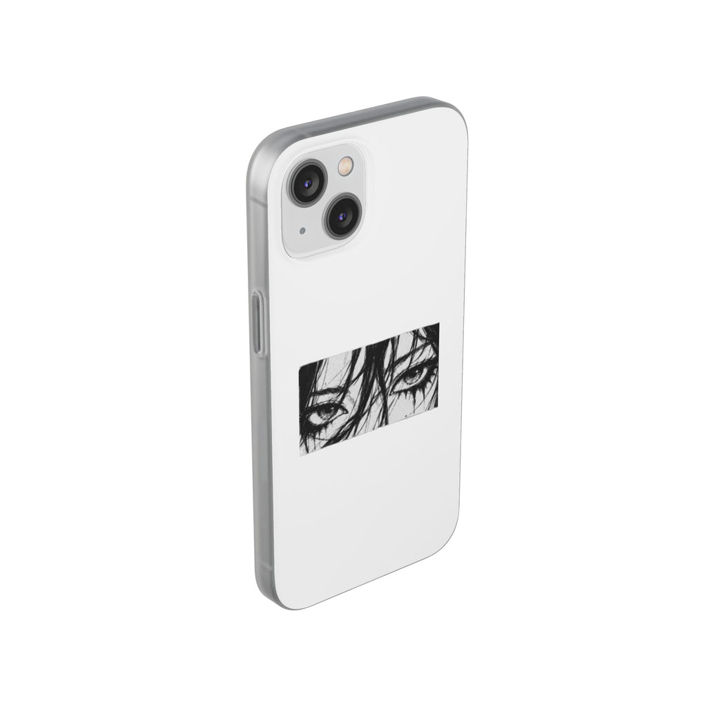 Anime Eyes Illustration Phone Case - Moody Black & White Flexi Case