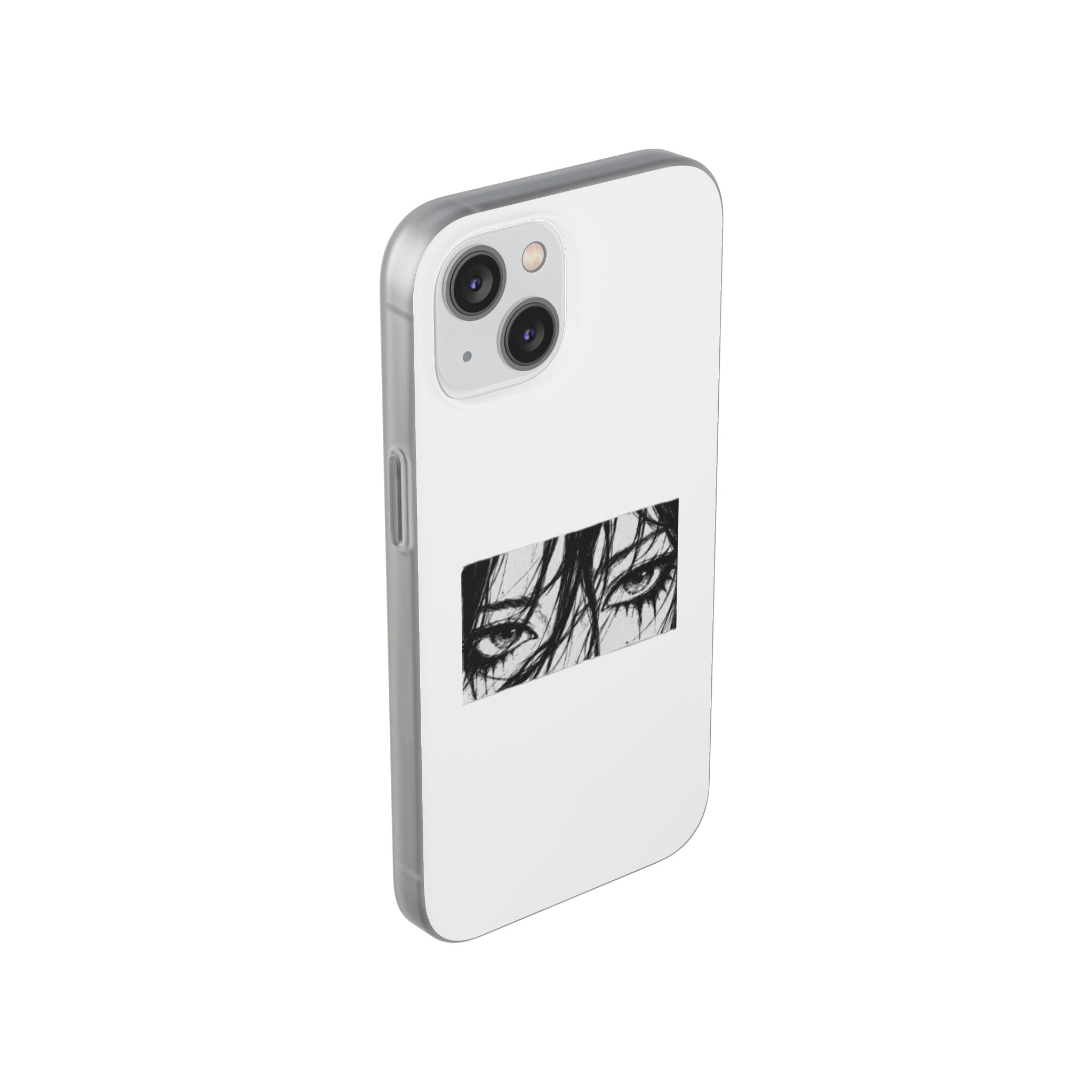 Anime Eyes Illustration Phone Case - Moody Black & White Flexi Case