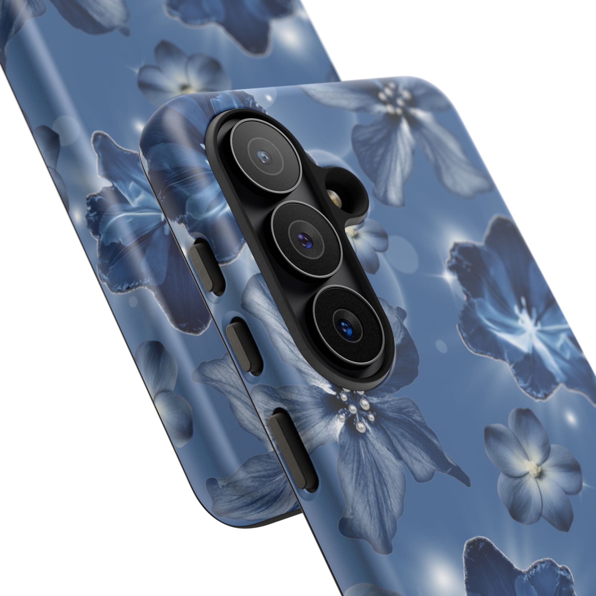 Blue Floral Tough Phone Case — Protective Blossom Design