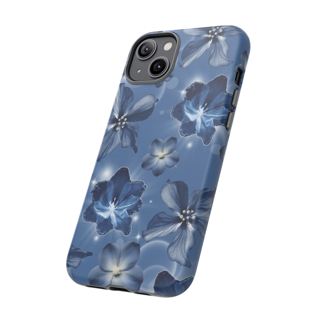 Blue Floral Tough Phone Case — Protective Blossom Design