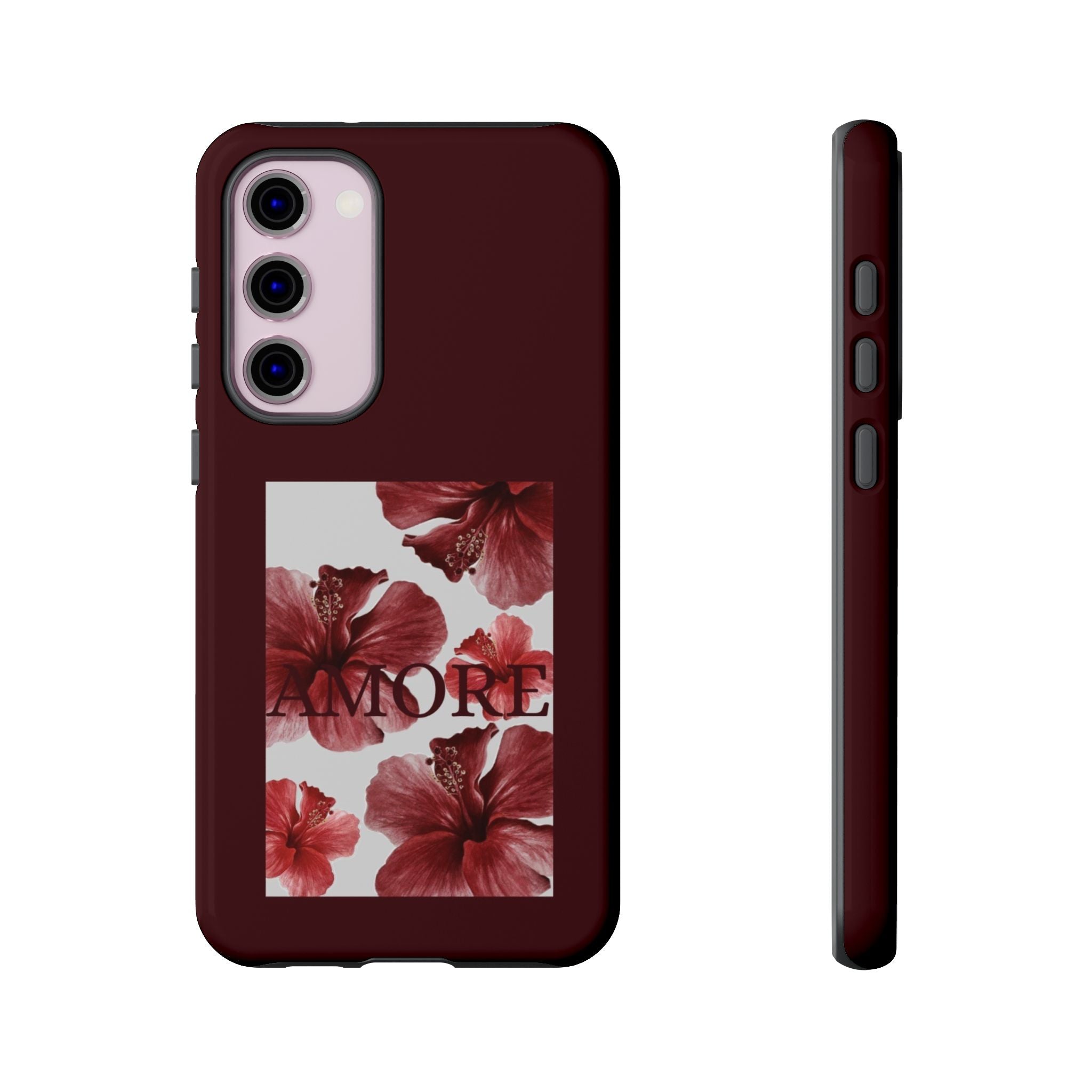 Amore Floral Phone Case — Burgundy Tough Protective Cover