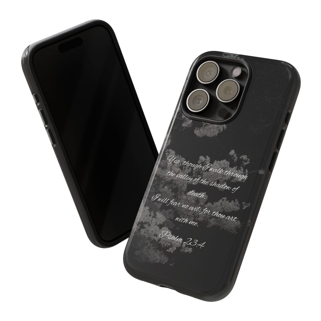 Bible Verse Phone Case — Psalm 23:4 Comfort Black Protective Cover
