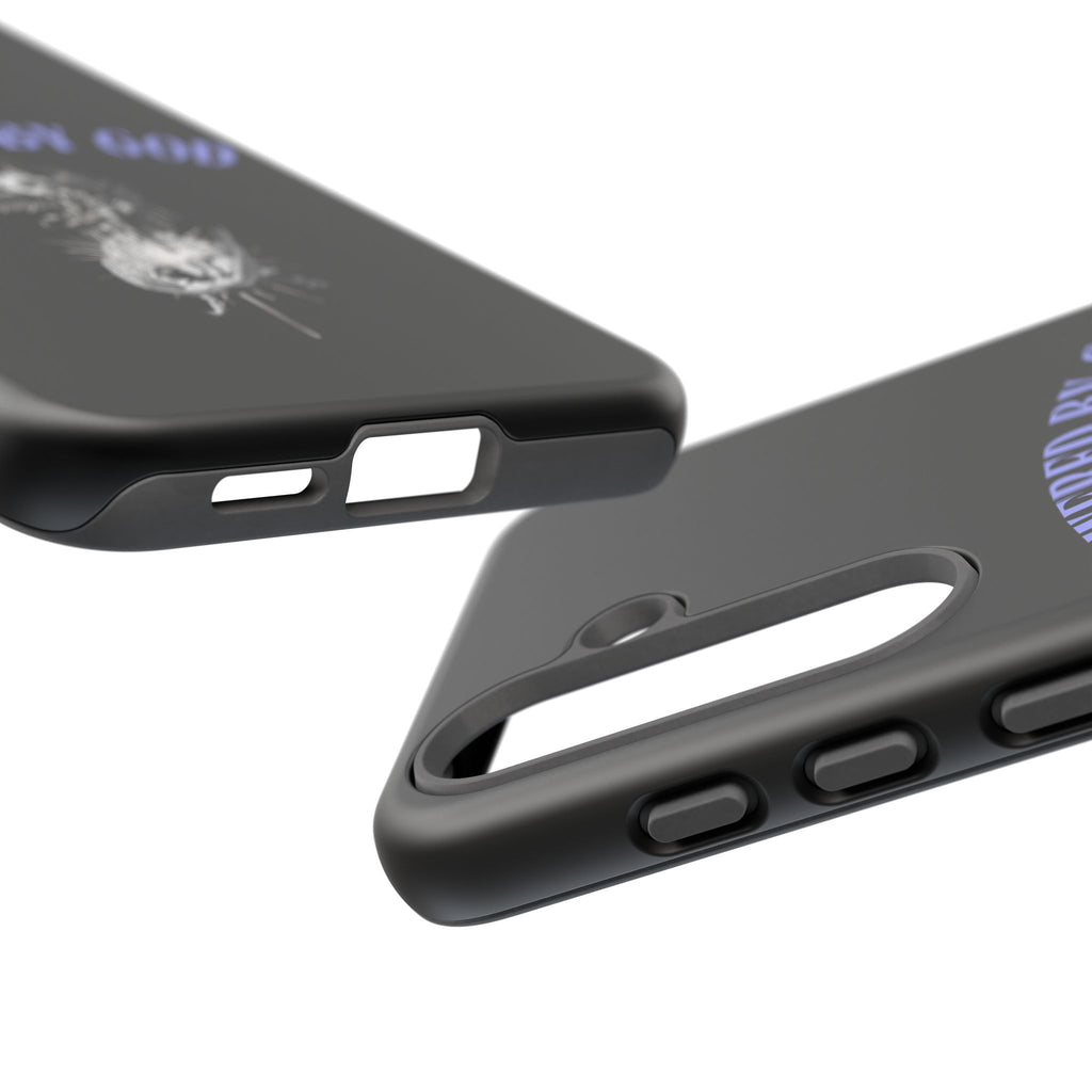 Phone Case — "Powered by God" Black Protective Case with Angelic Skull Design