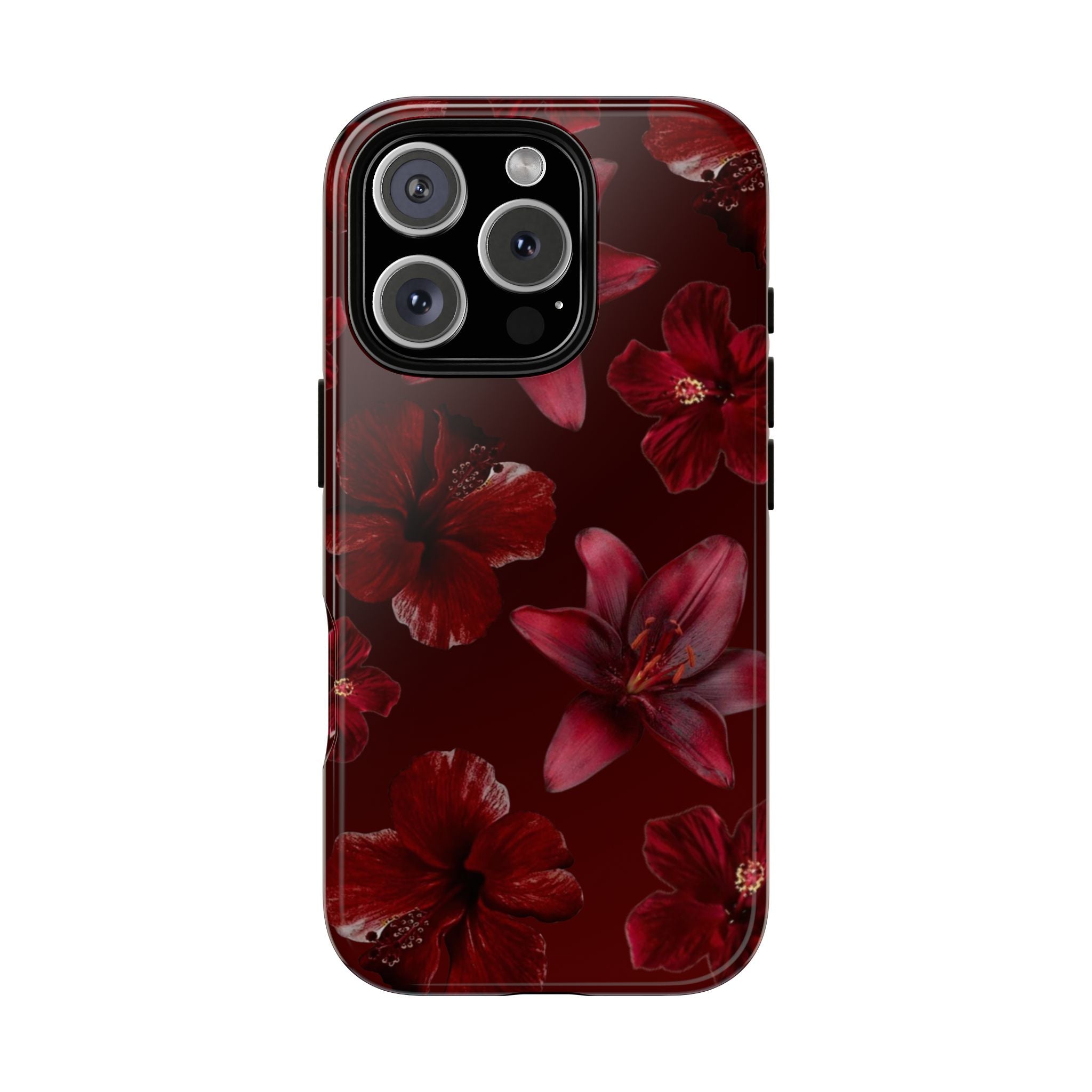Tough Cases - Dark Red Floral Phone Case
