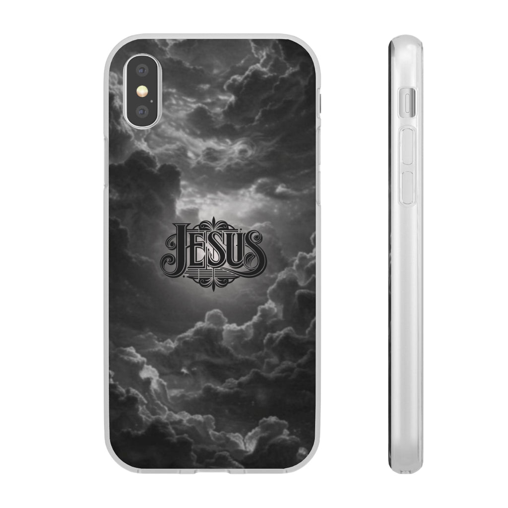 Jesus Cloud Phone Case — Faith-Inspired Flexi Case with 'Jesus' Script