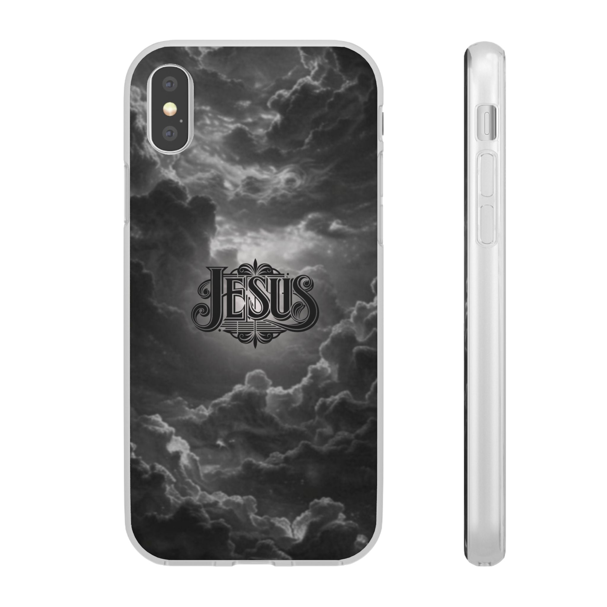 Jesus Cloud Phone Case — Faith-Inspired Flexi Case with 'Jesus' Script