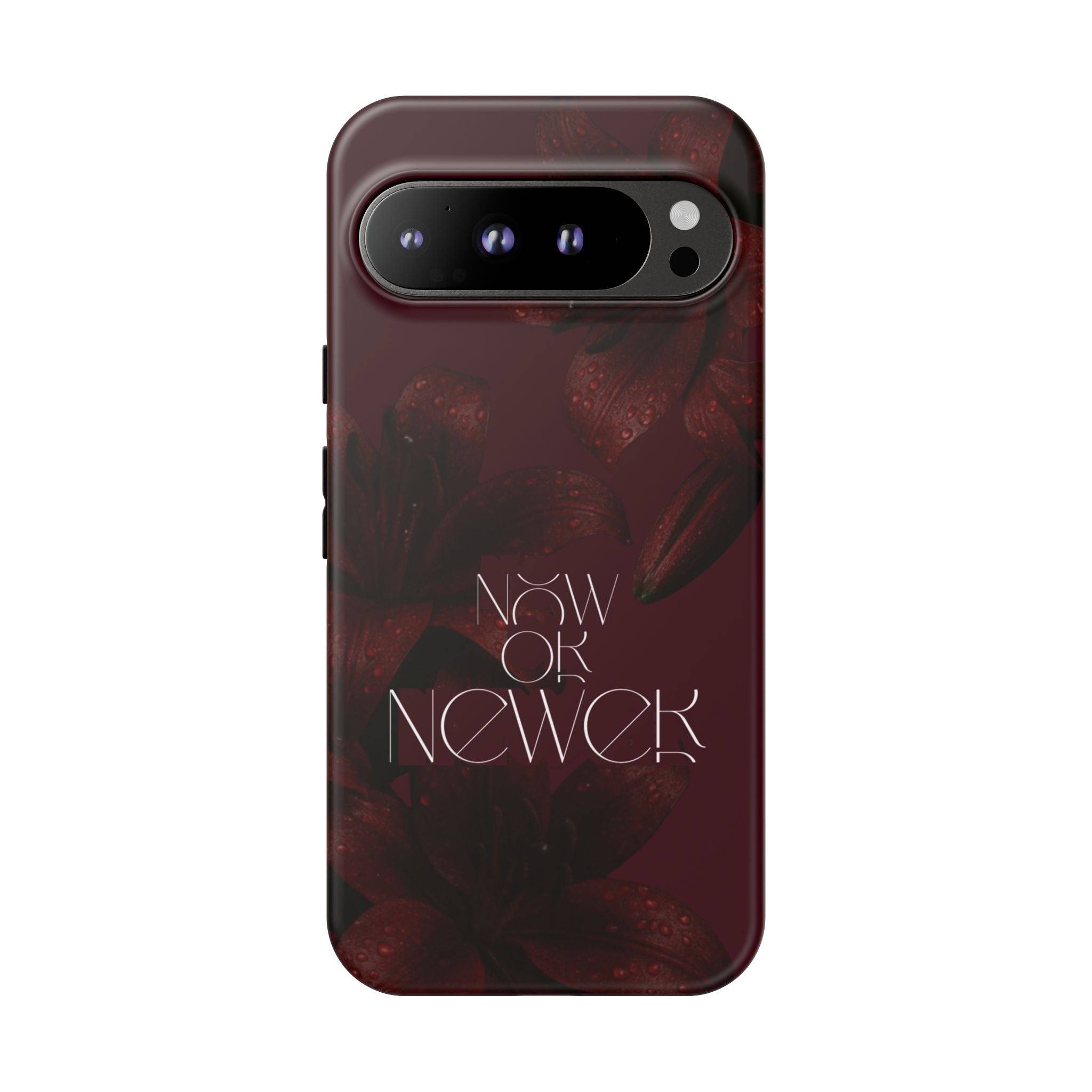 Tough Cases – Burgundy Floral “Now or Never” Protective Phone Case