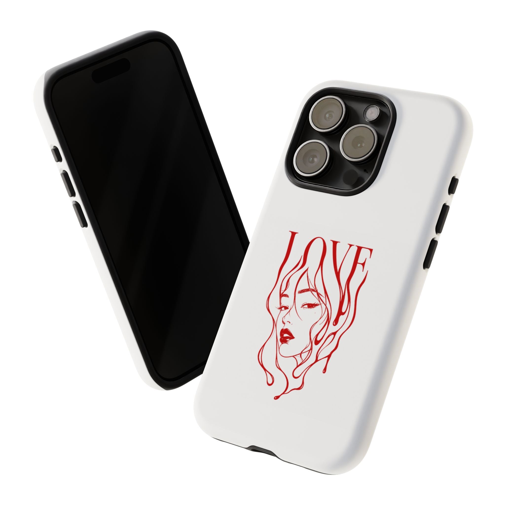 Red Line Art 'Love' Face Design - Tough Case