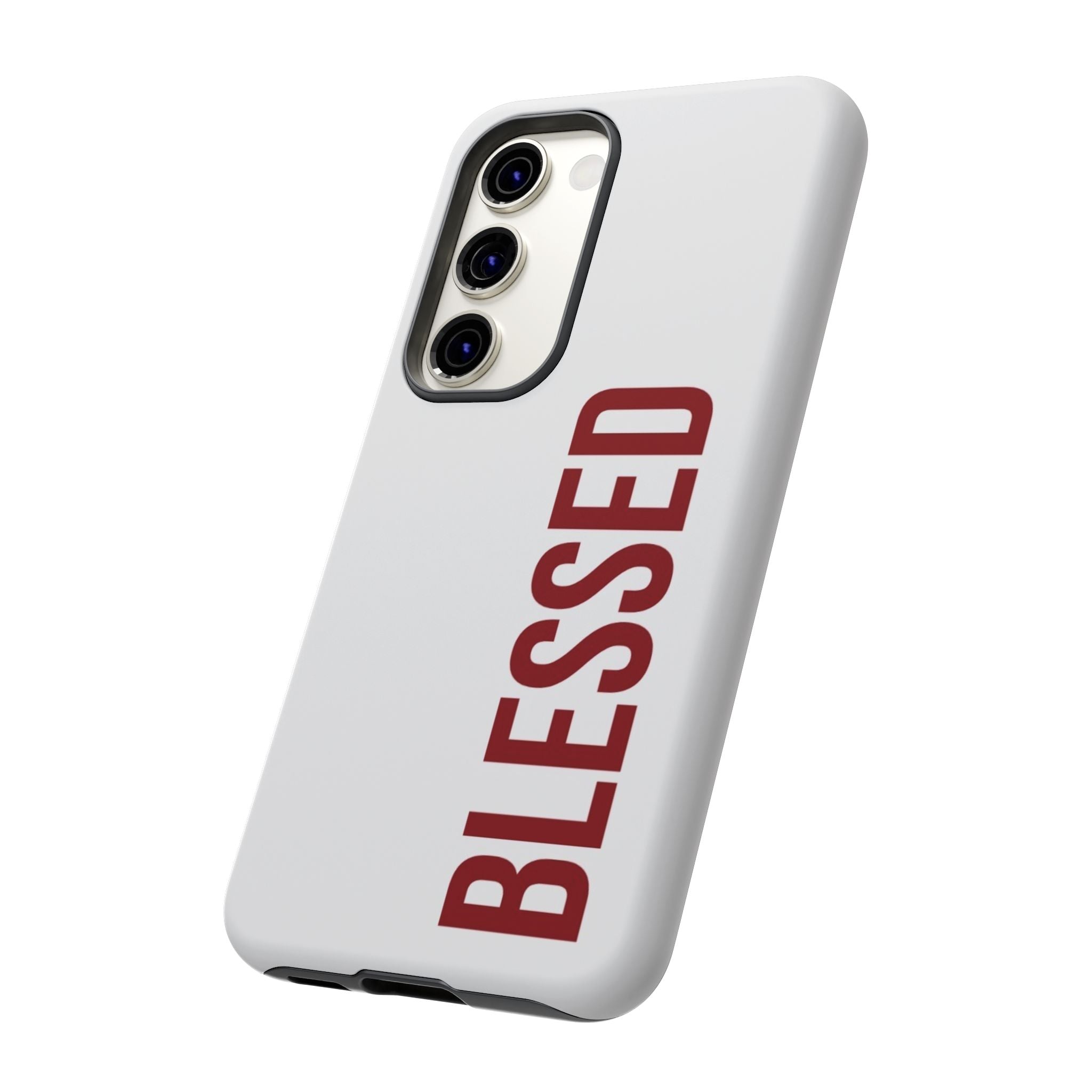 Blessed Vertical Phone Case — Protective Slim iPhone Cover with Red 'BLESSED' Text