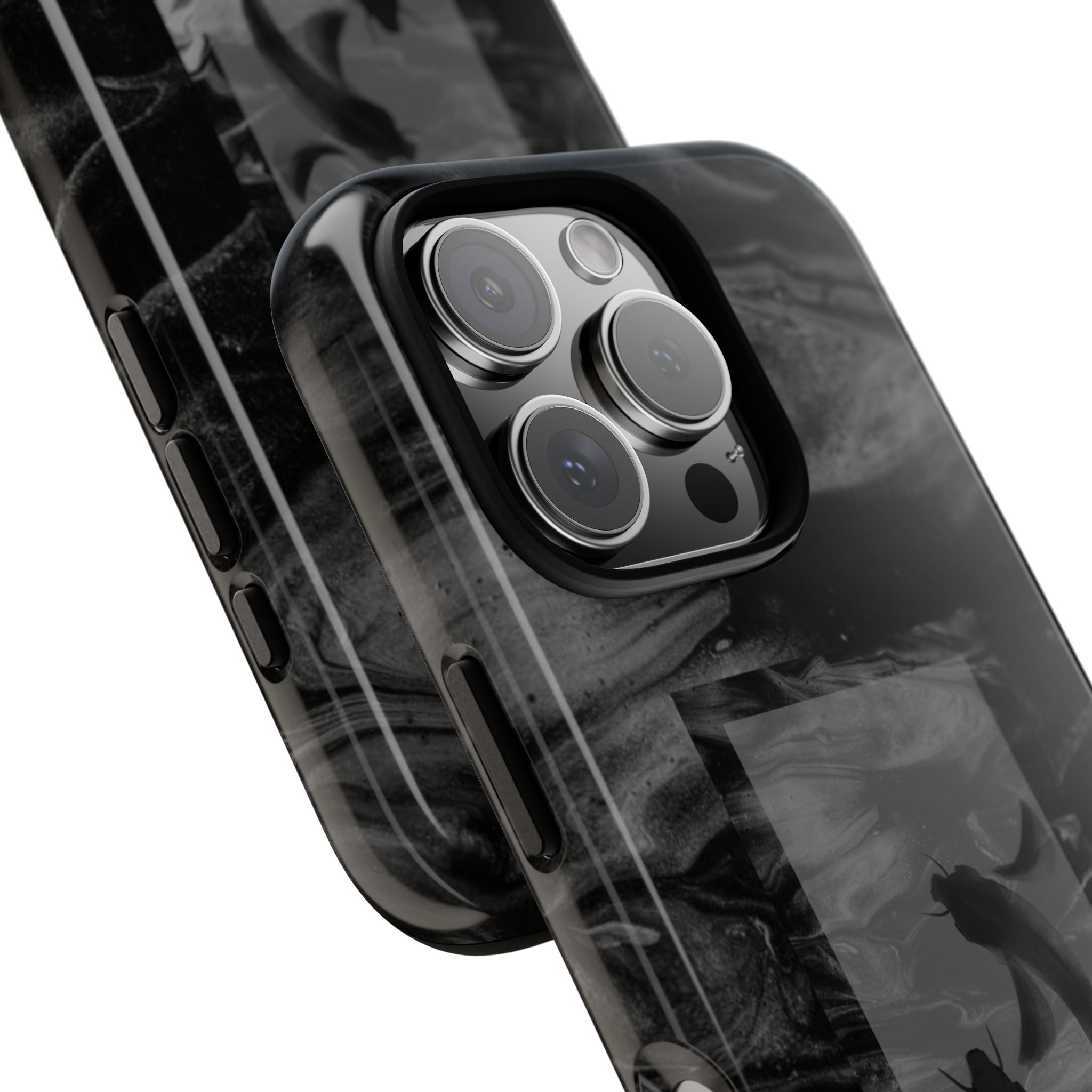 Koi Yin-Yang Marble Phone Case – Black Smoky Art Protection