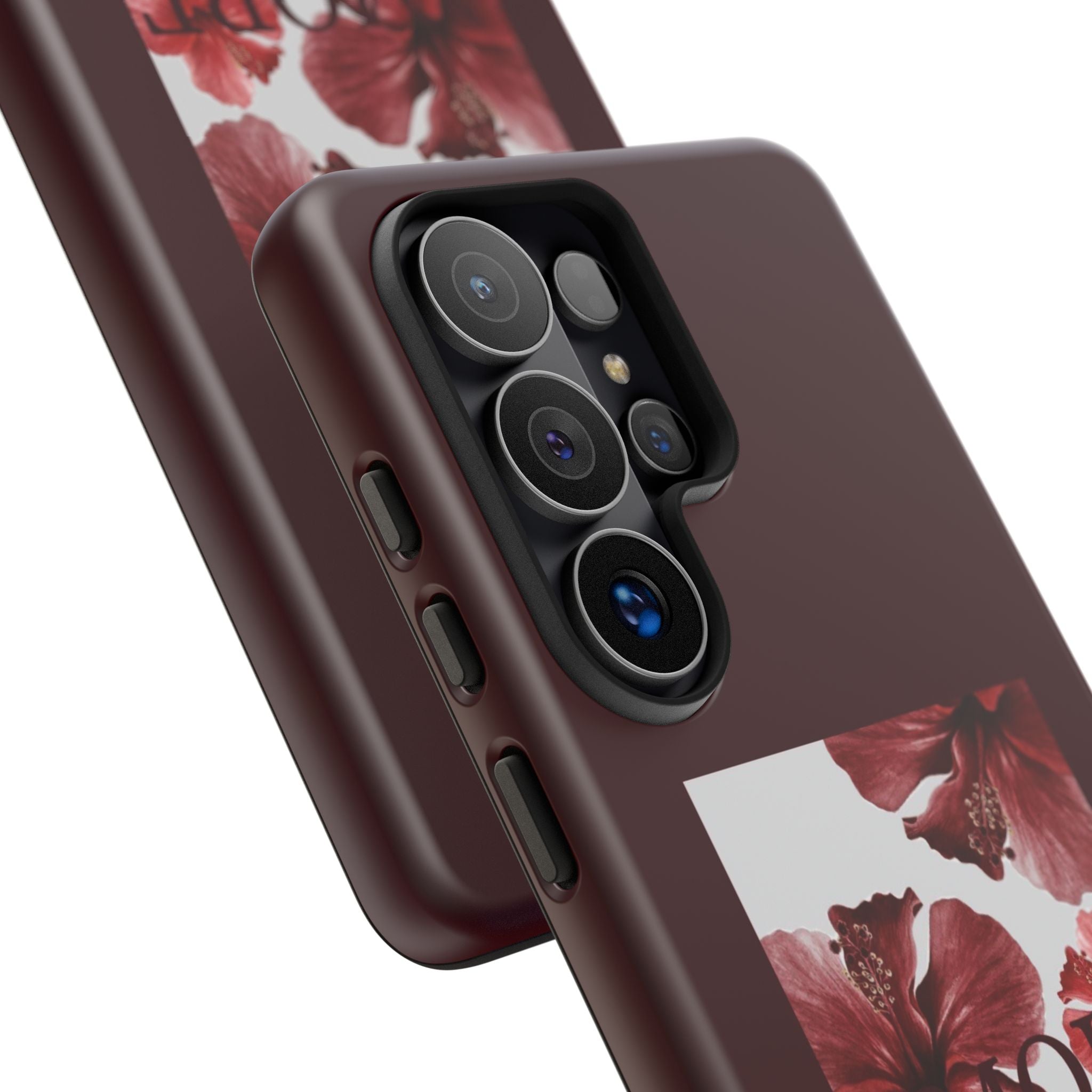 Amore Floral Phone Case — Burgundy Tough Protective Cover