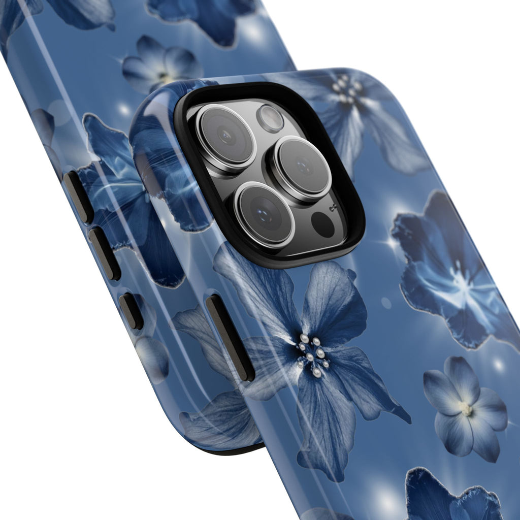 Blue Floral Tough Phone Case — Protective Blossom Design
