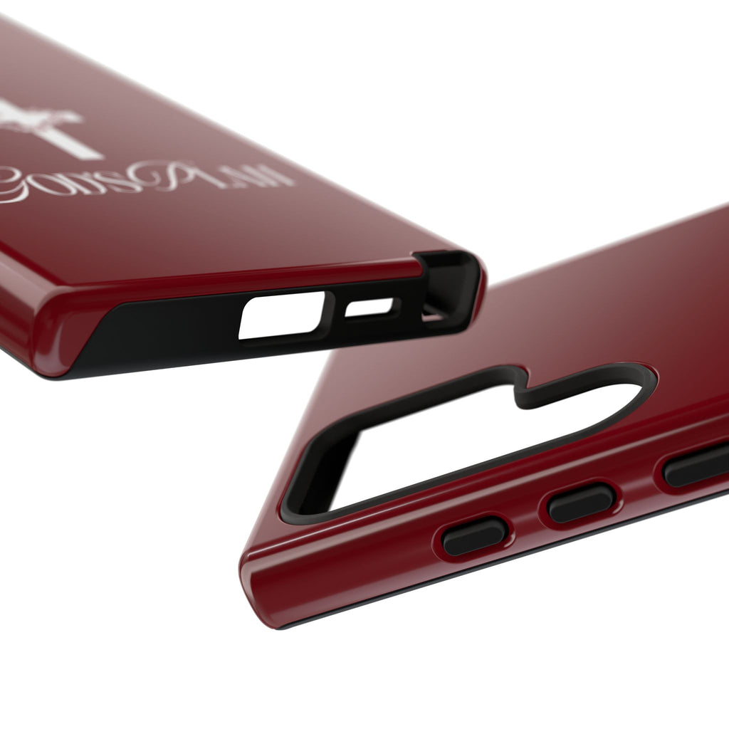 God's Plan — Christian Tough Phone Case | Cross Faith Burgundy Cover