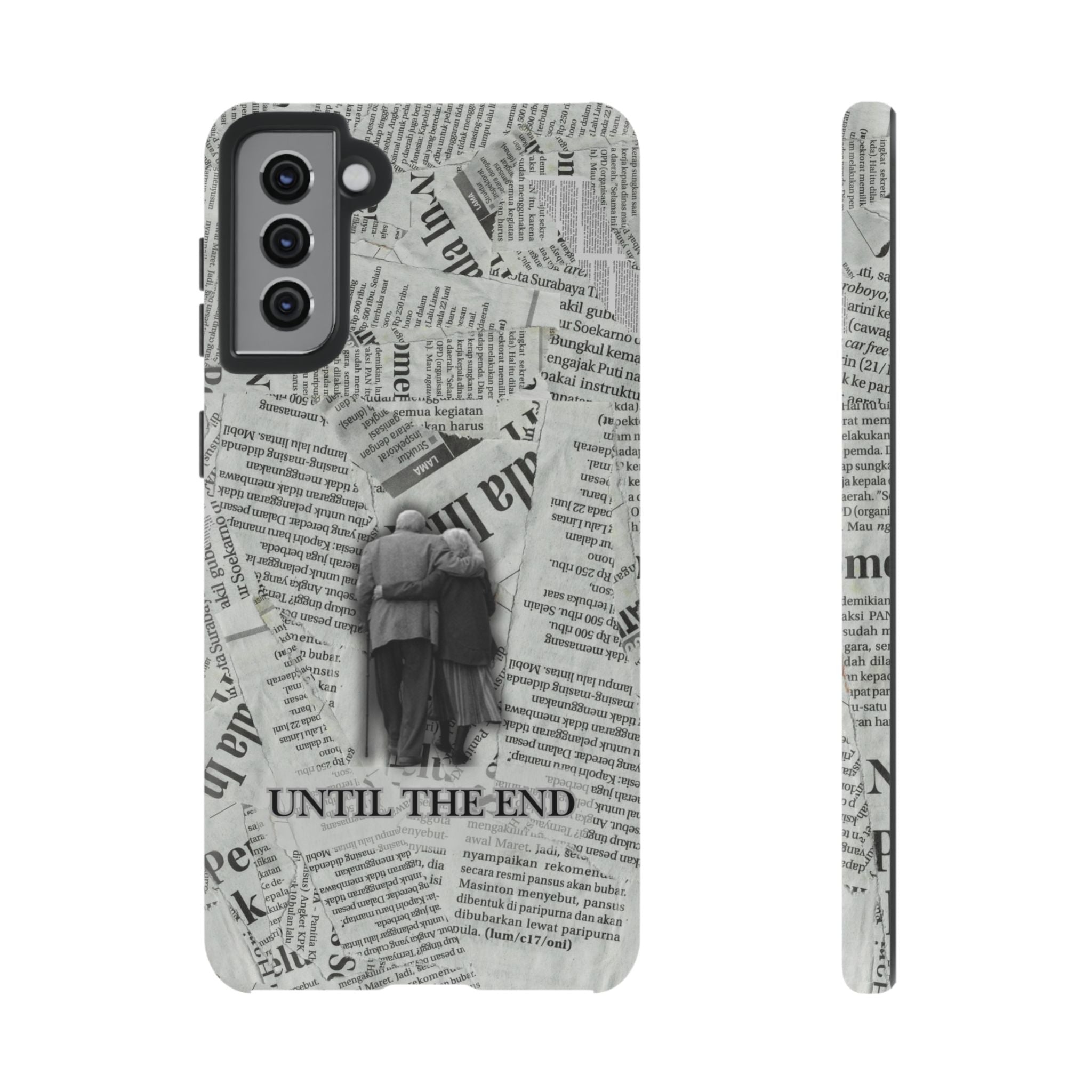 Until the End Newspaper Collage Phone Case