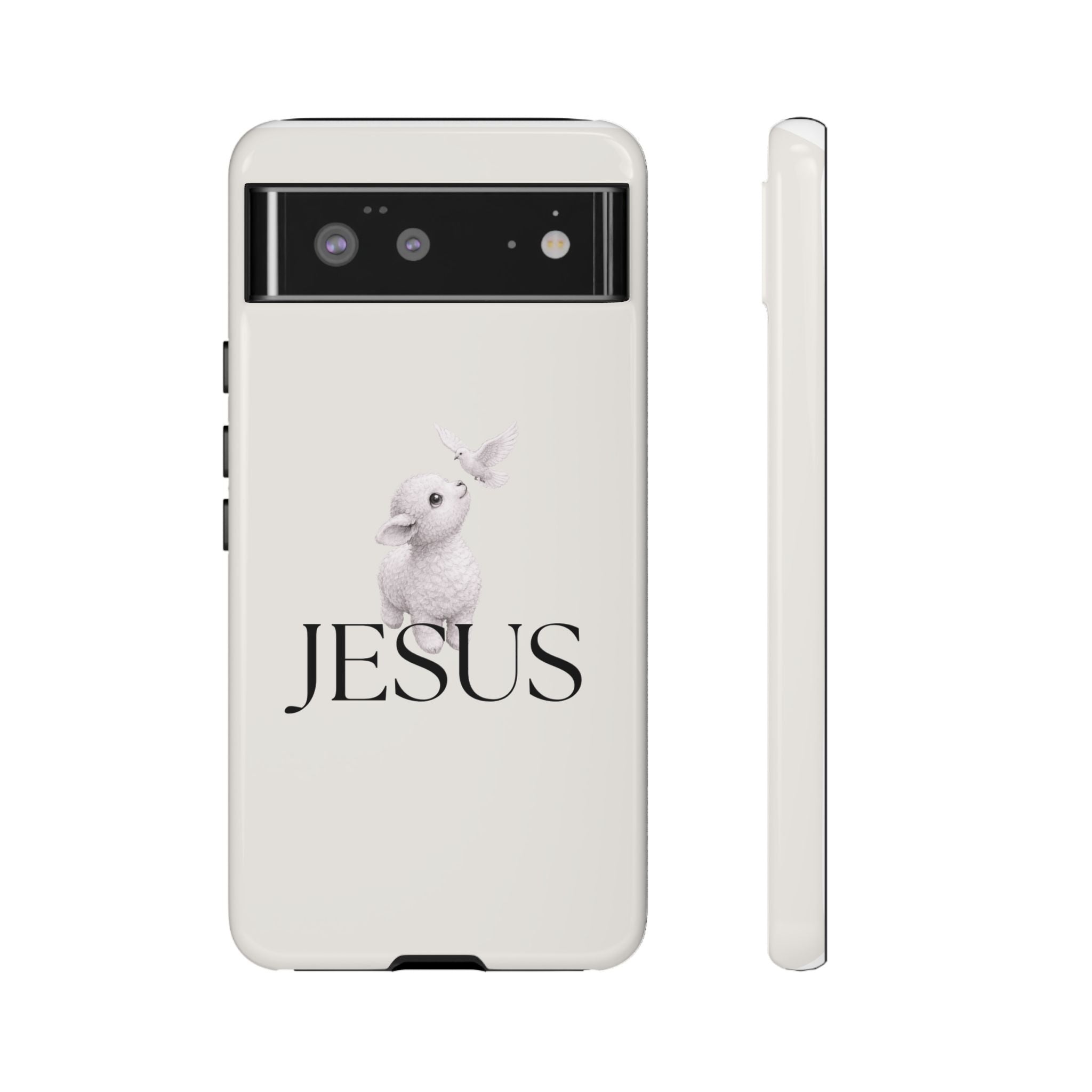 Jesus Lamb Phone Case - Christian Faith iPhone Case with Dove Design