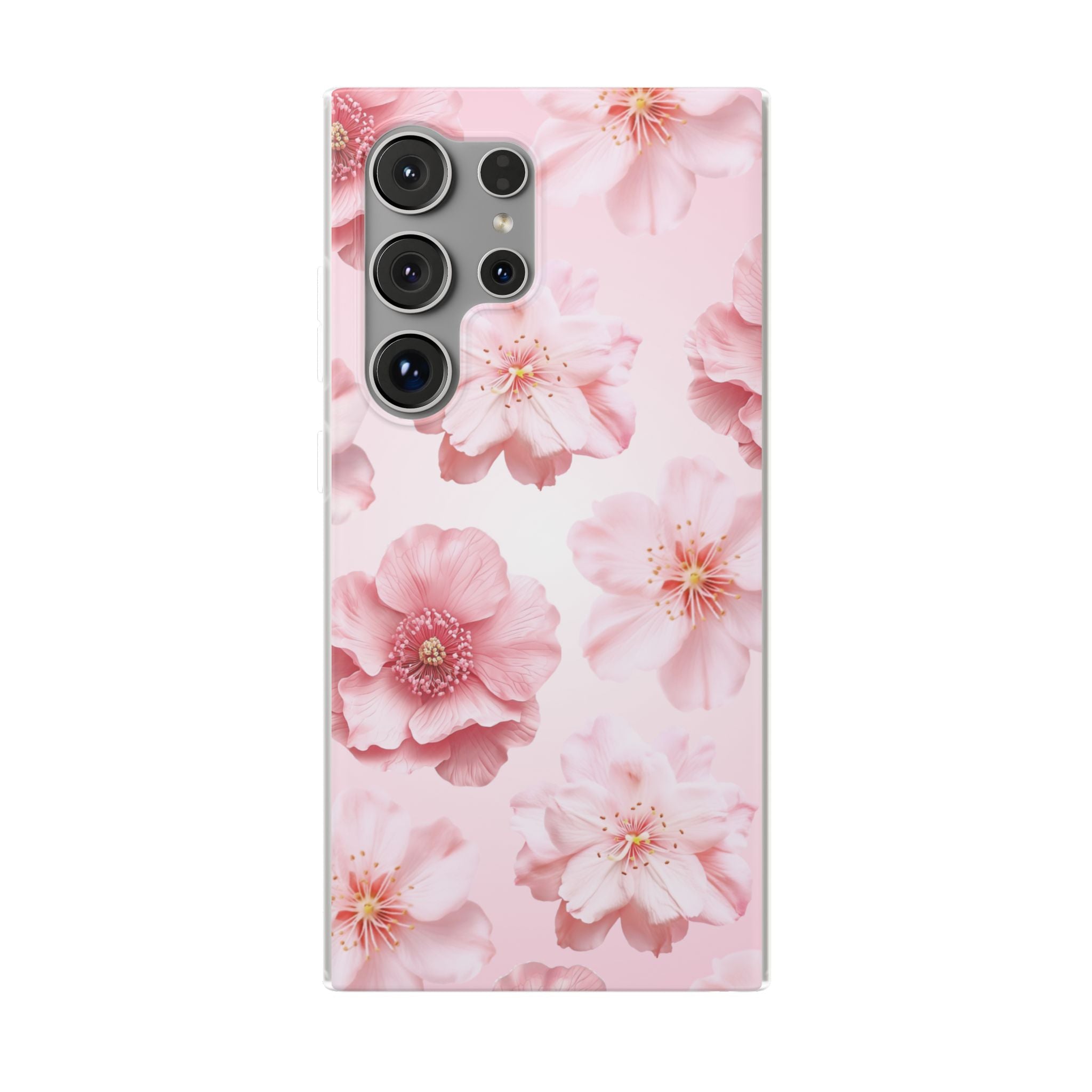 Pink Cherry Blossom Phone Case — Floral Slim Flexi Case for iPhone