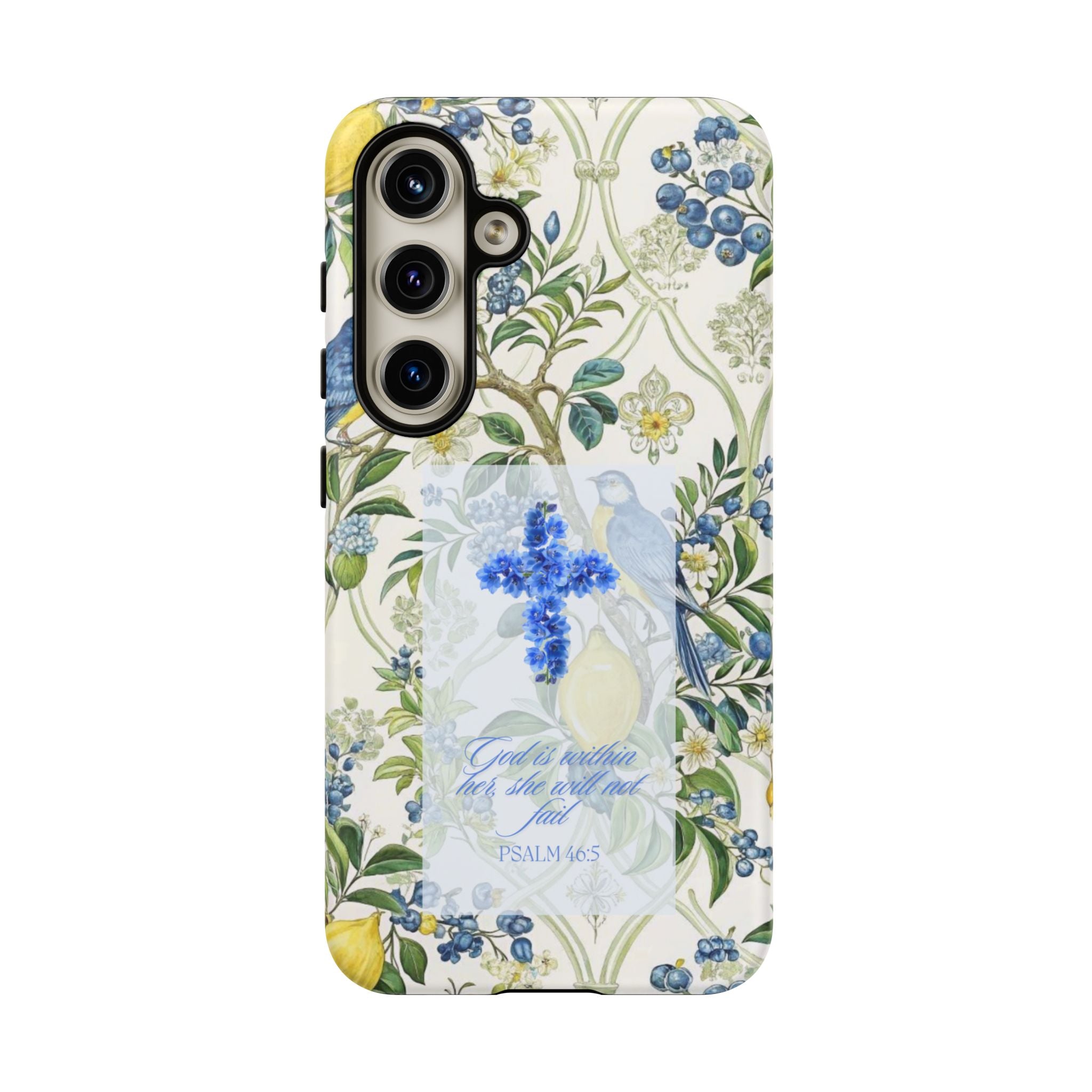 Floral Cross Tough Phone Case — Psalms Blessing Protective Cover