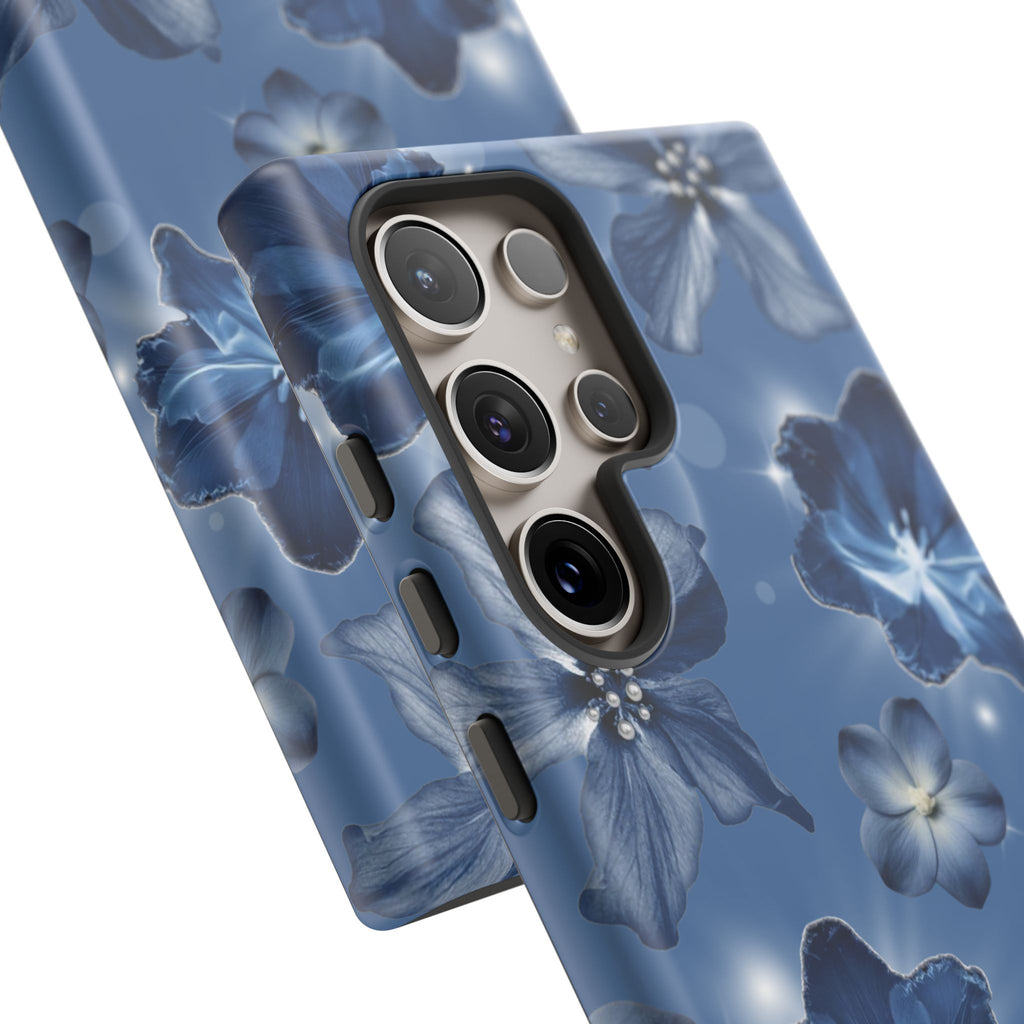 Blue Floral Tough Phone Case — Protective Blossom Design