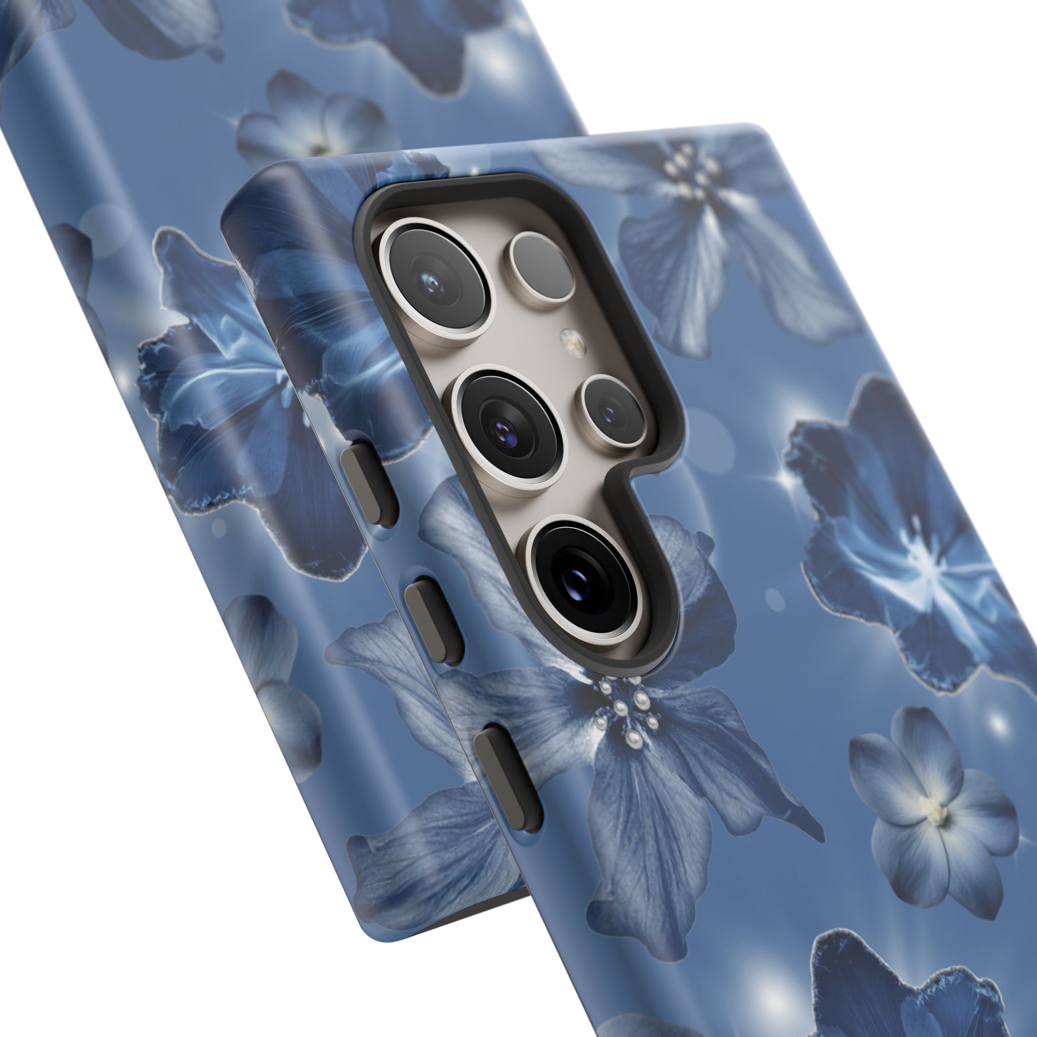 Blue Floral Tough Phone Case — Protective Blossom Design