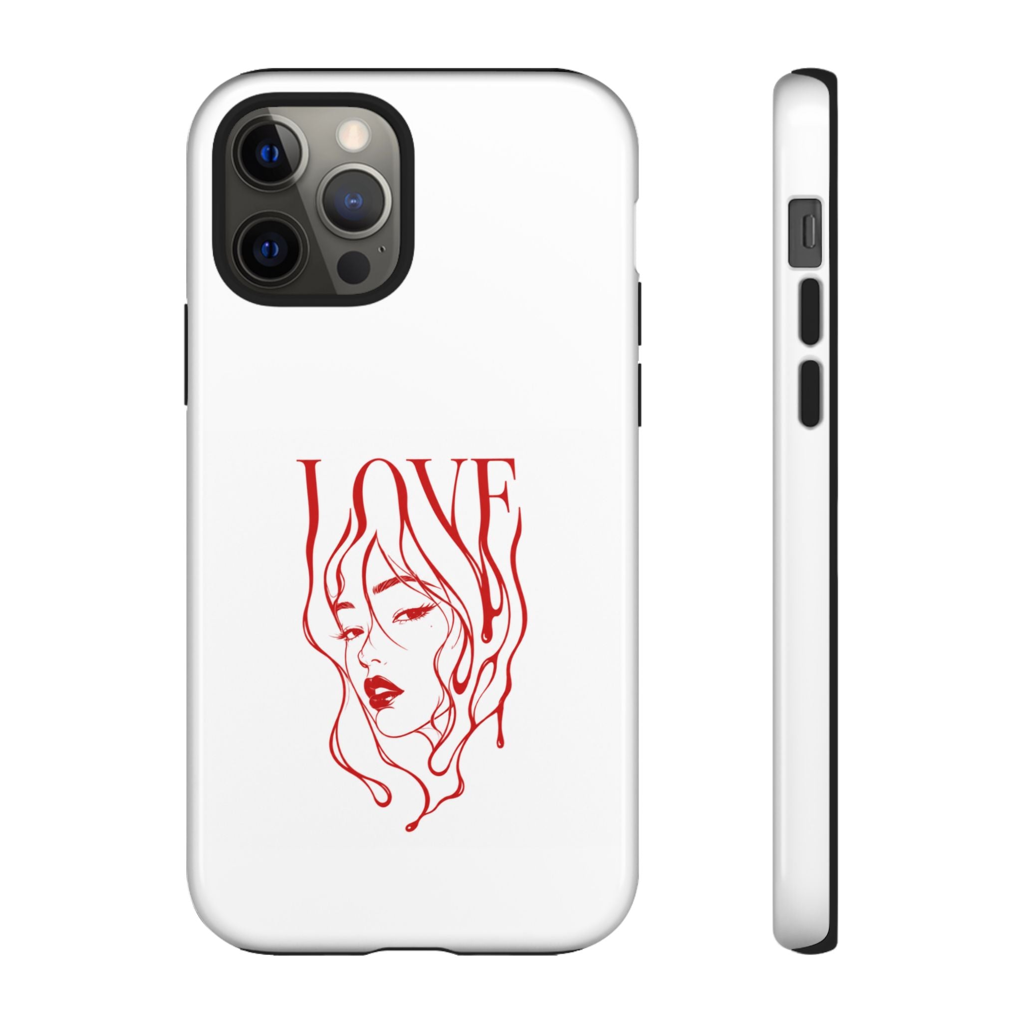 Red Line Art 'Love' Face Design - Tough Case