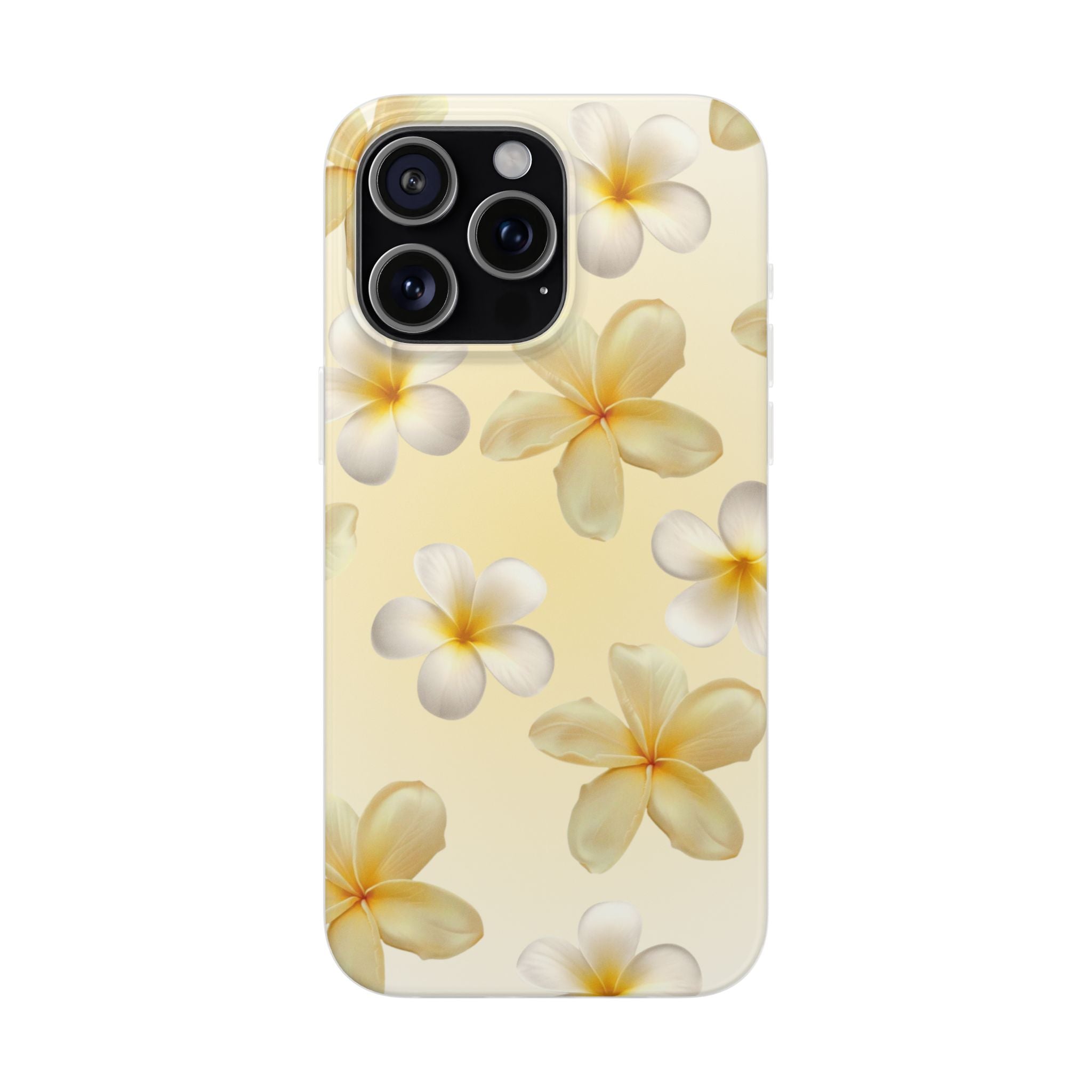 Plumeria Floral Flexi Phone Case — Tropical Yellow Flower Protective Cover