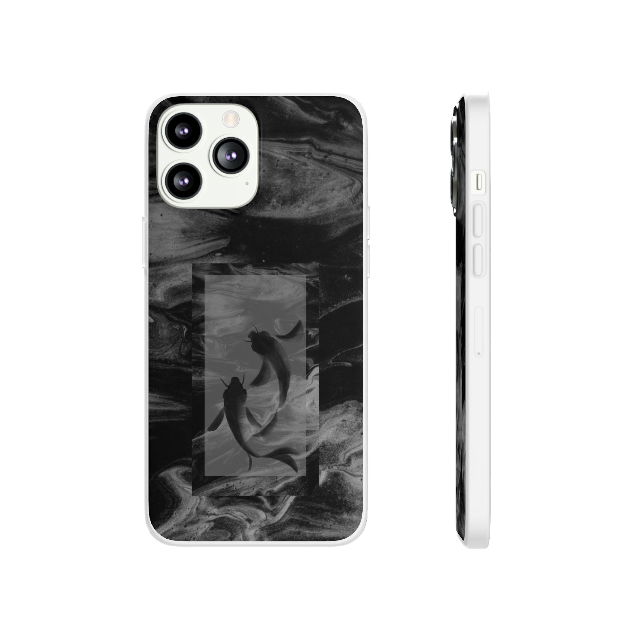 Black Koi Phone Case — Minimalist Monochrome Fish Design