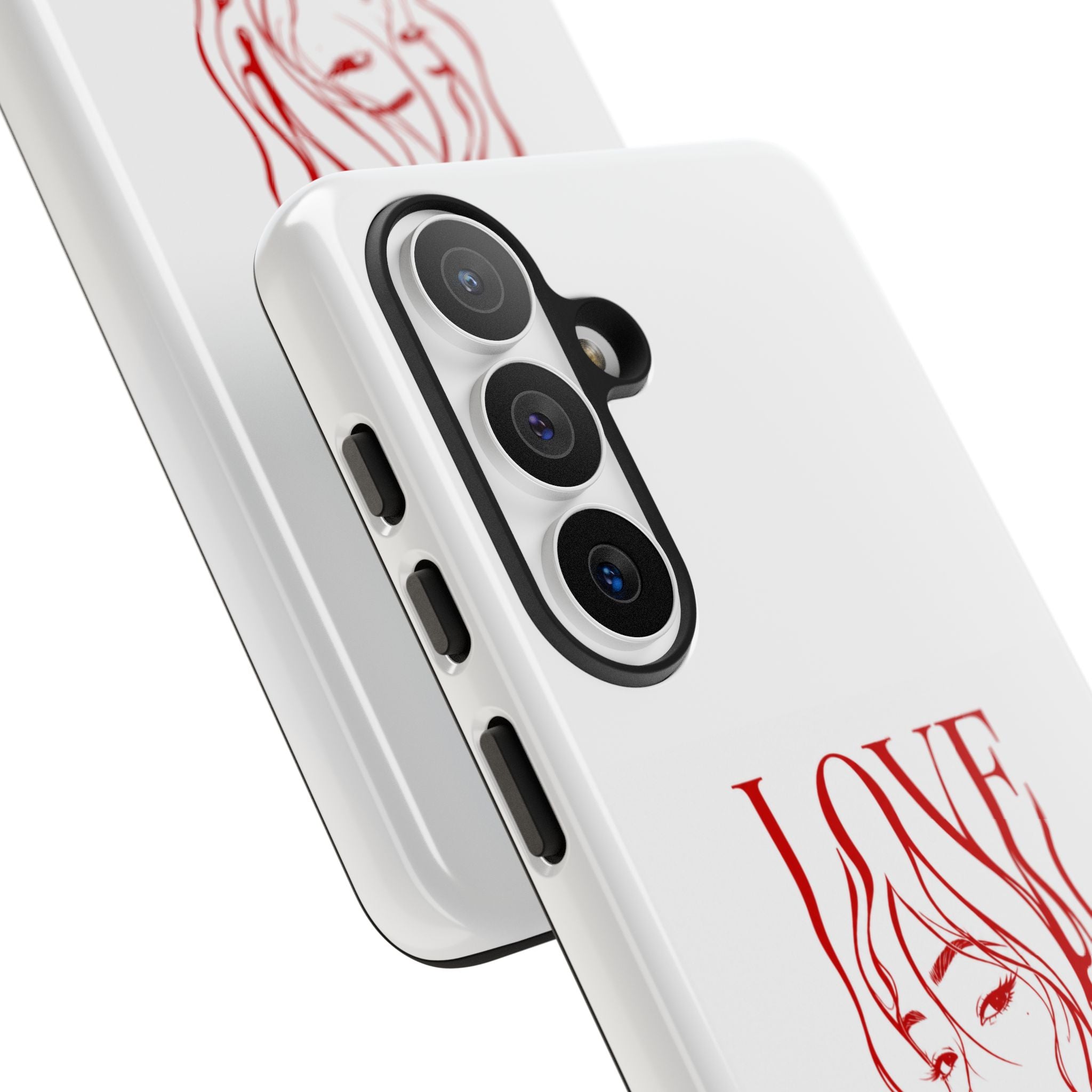 Red Line Art 'Love' Face Design - Tough Case
