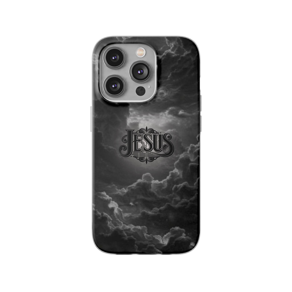 Jesus Cloud Phone Case — Faith-Inspired Flexi Case with 'Jesus' Script
