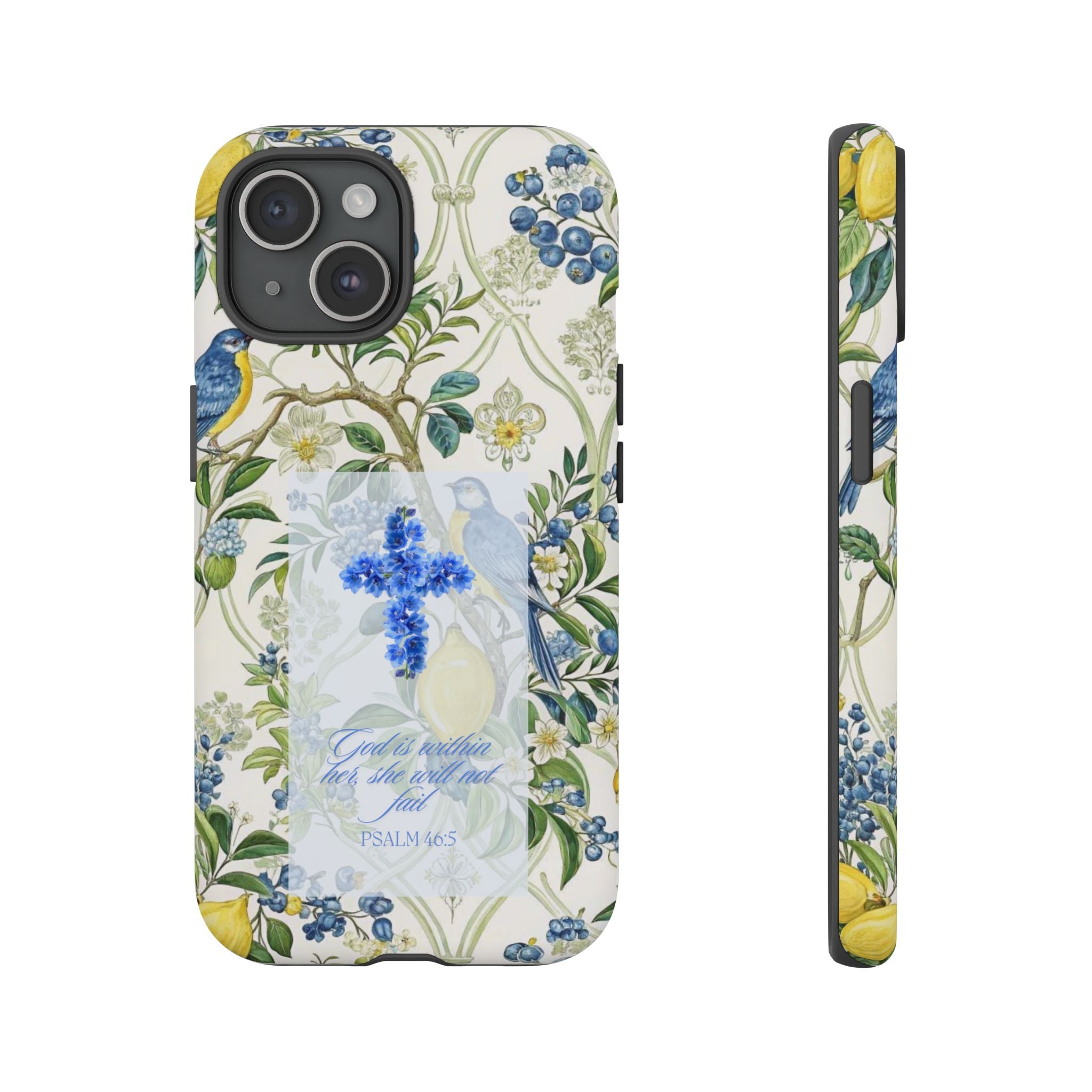 Floral Cross Tough Phone Case — Psalms Blessing Protective Cover