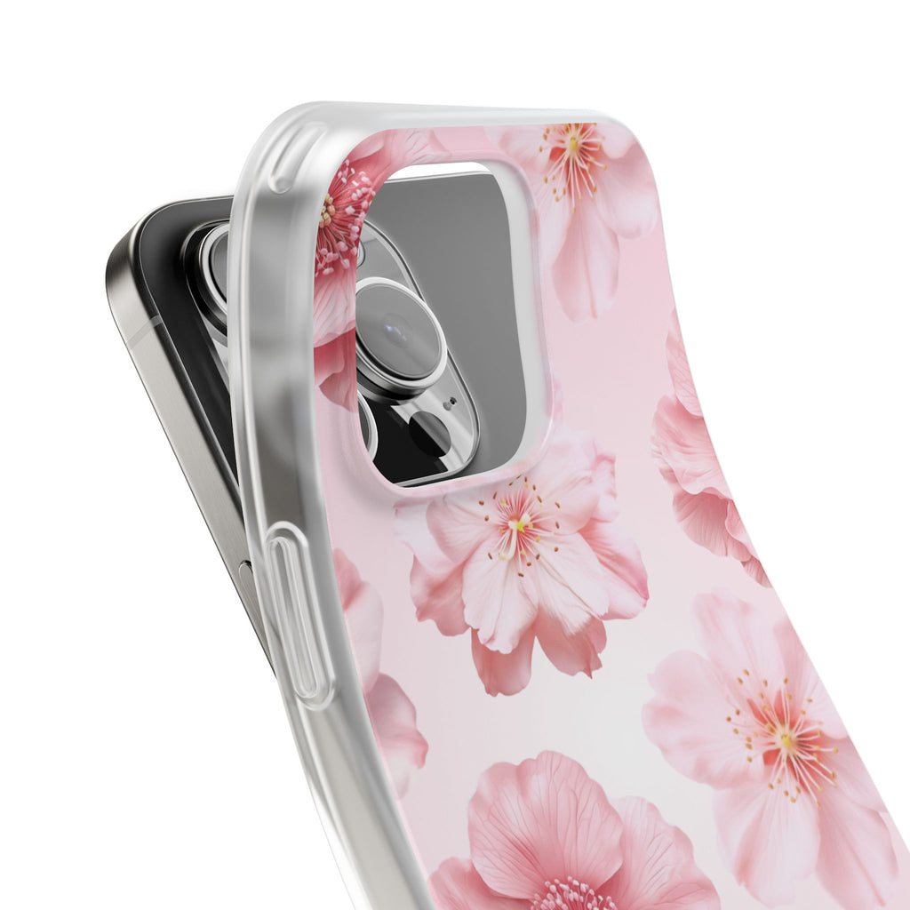 Pink Cherry Blossom Phone Case — Floral Slim Flexi Case for iPhone