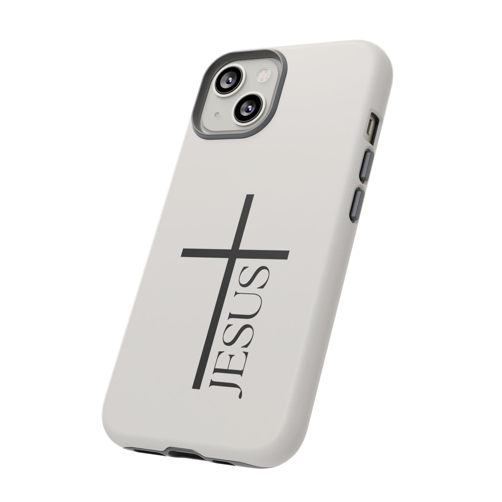Christian Cross Phone Case - JESUS Vertical Minimalist iPhone Cover