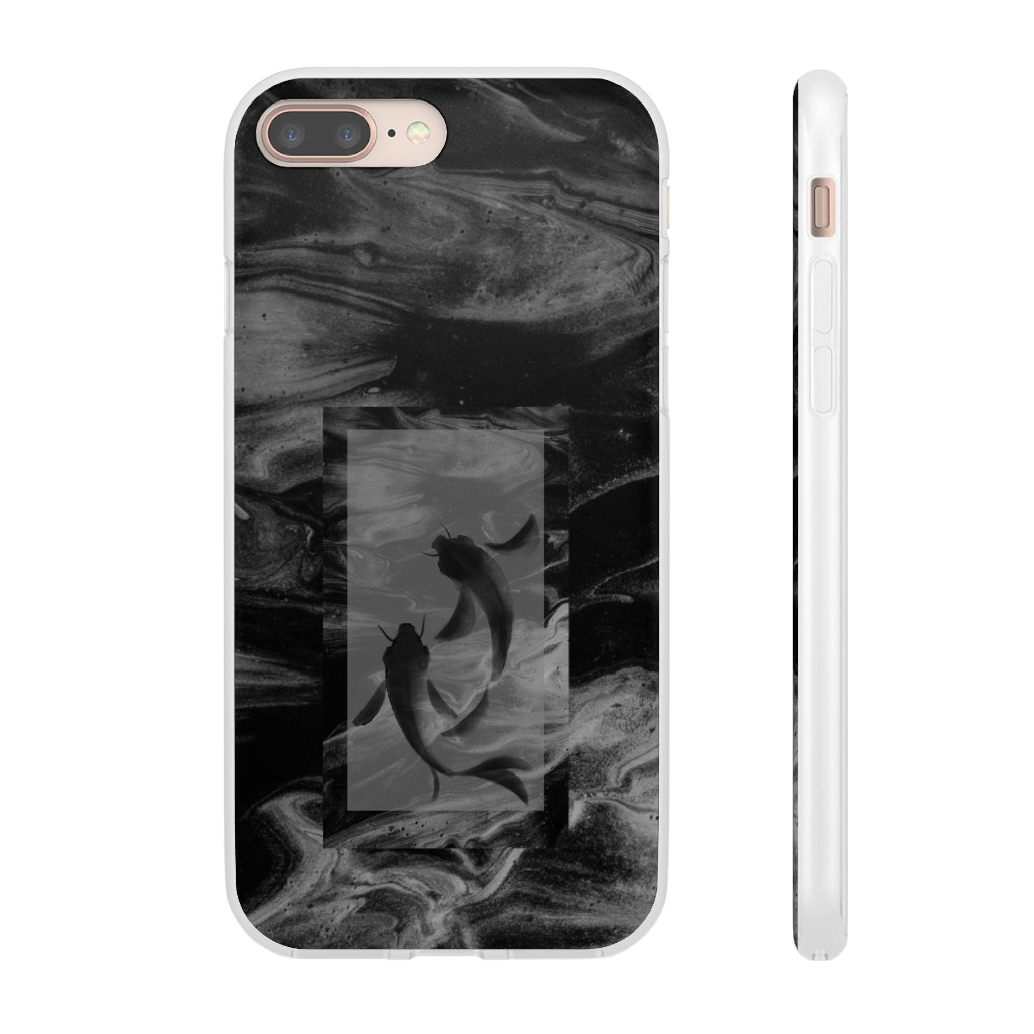 Black Koi Phone Case — Minimalist Monochrome Fish Design
