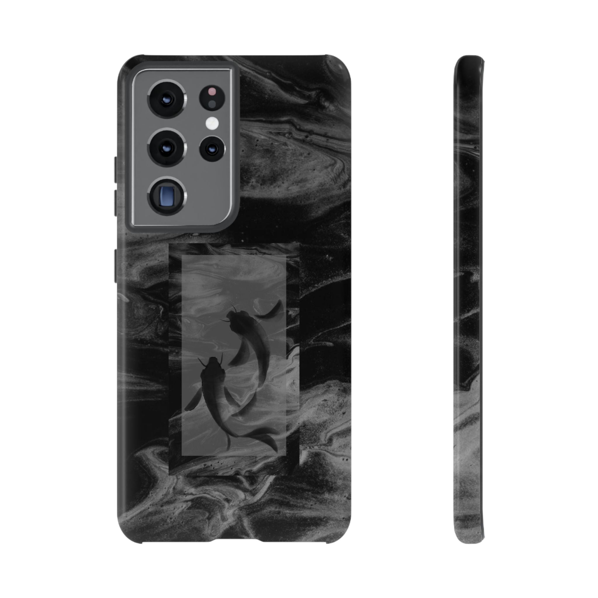 Koi Yin-Yang Marble Phone Case – Black Smoky Art Protection