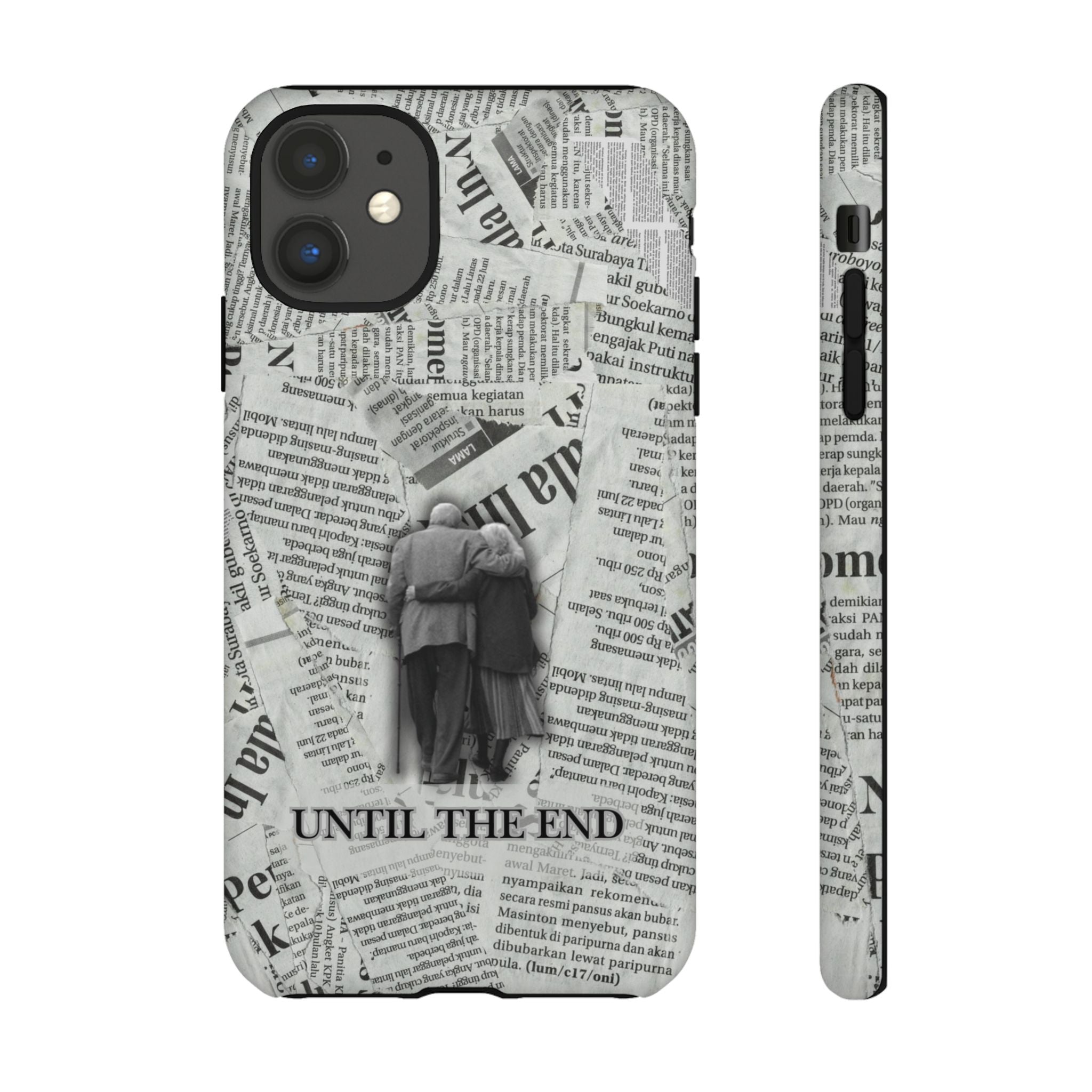 Until the End Newspaper Collage Phone Case