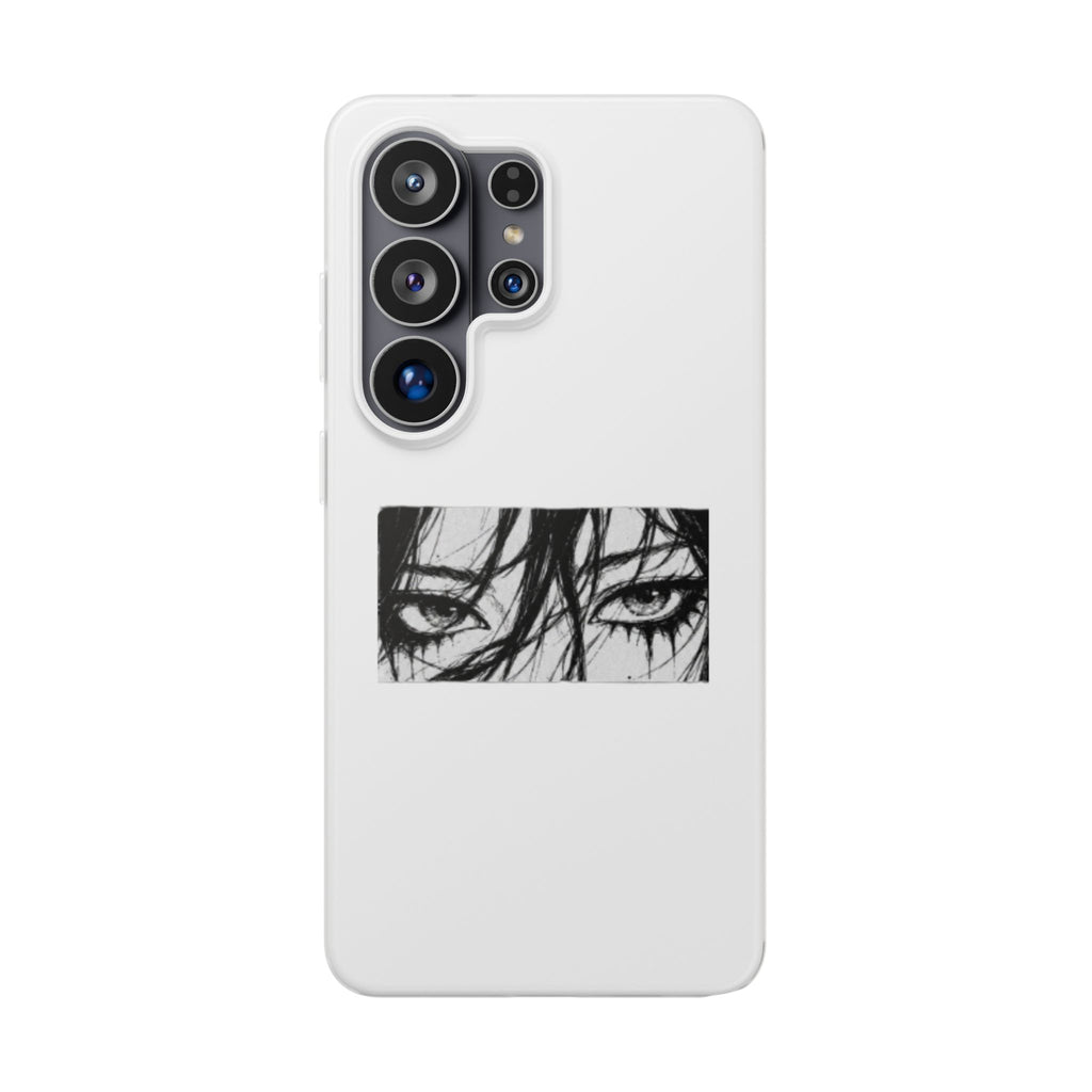 Anime Eyes Illustration Phone Case - Moody Black & White Flexi Case