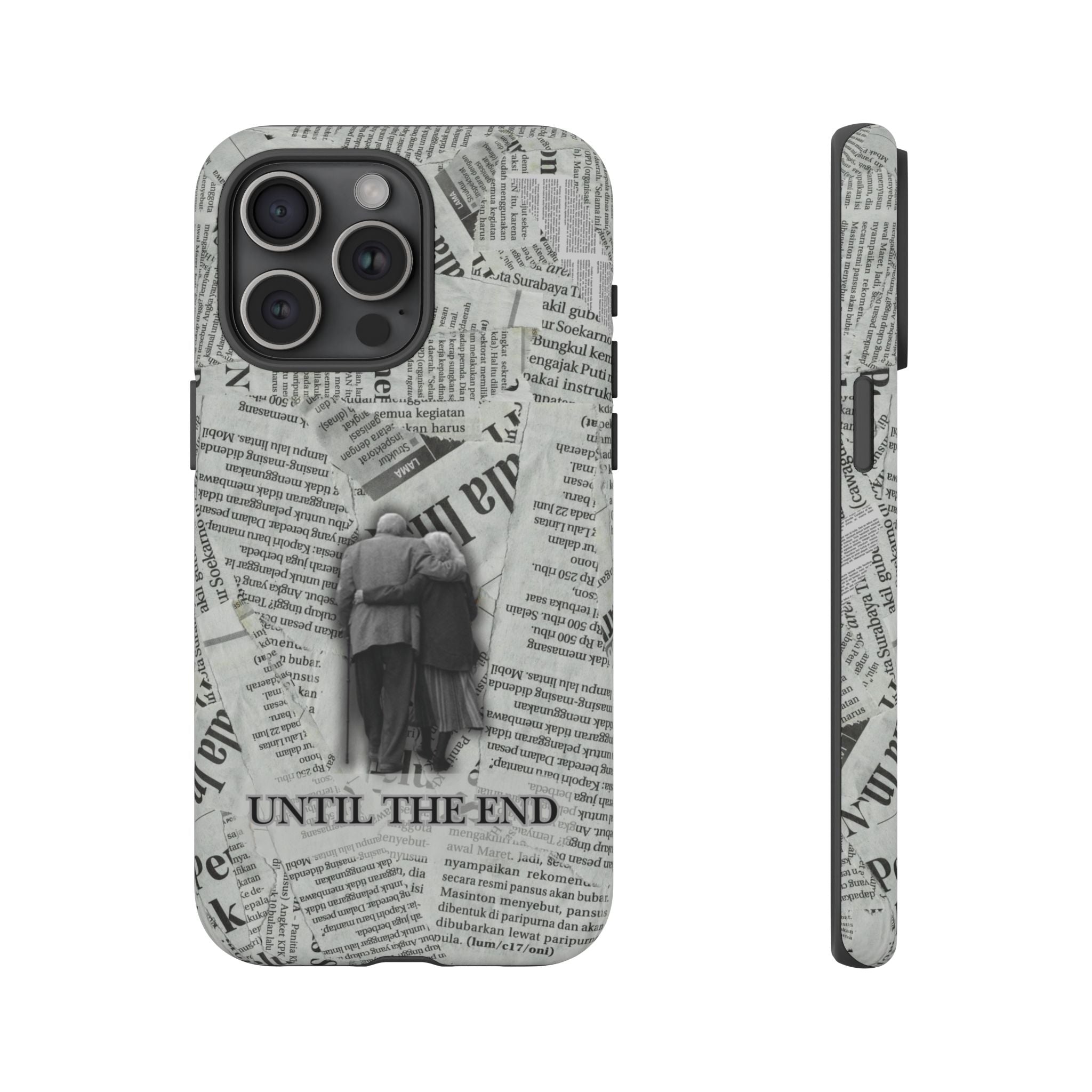 Until the End Newspaper Collage Phone Case