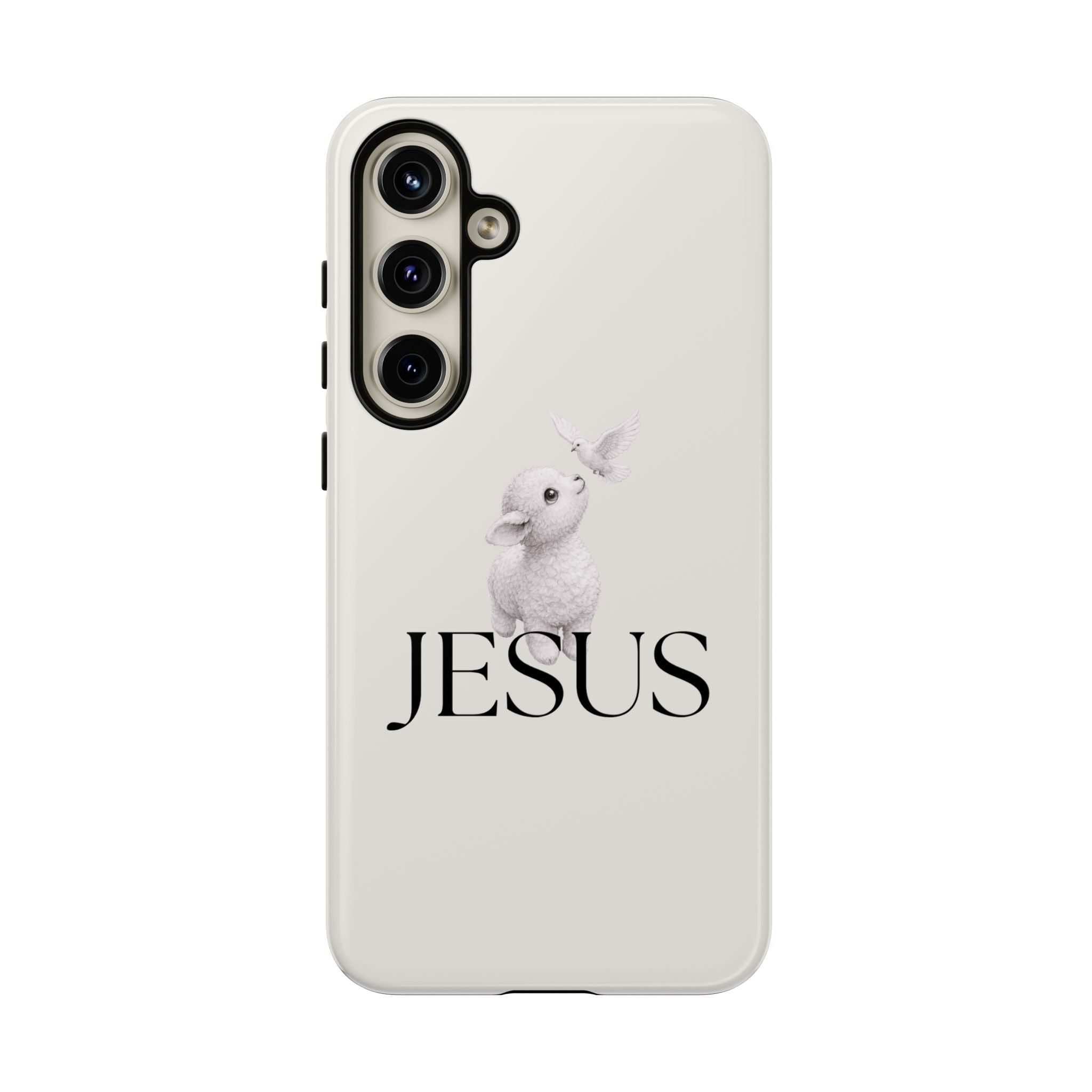 Jesus Lamb Phone Case - Christian Faith iPhone Case with Dove Design