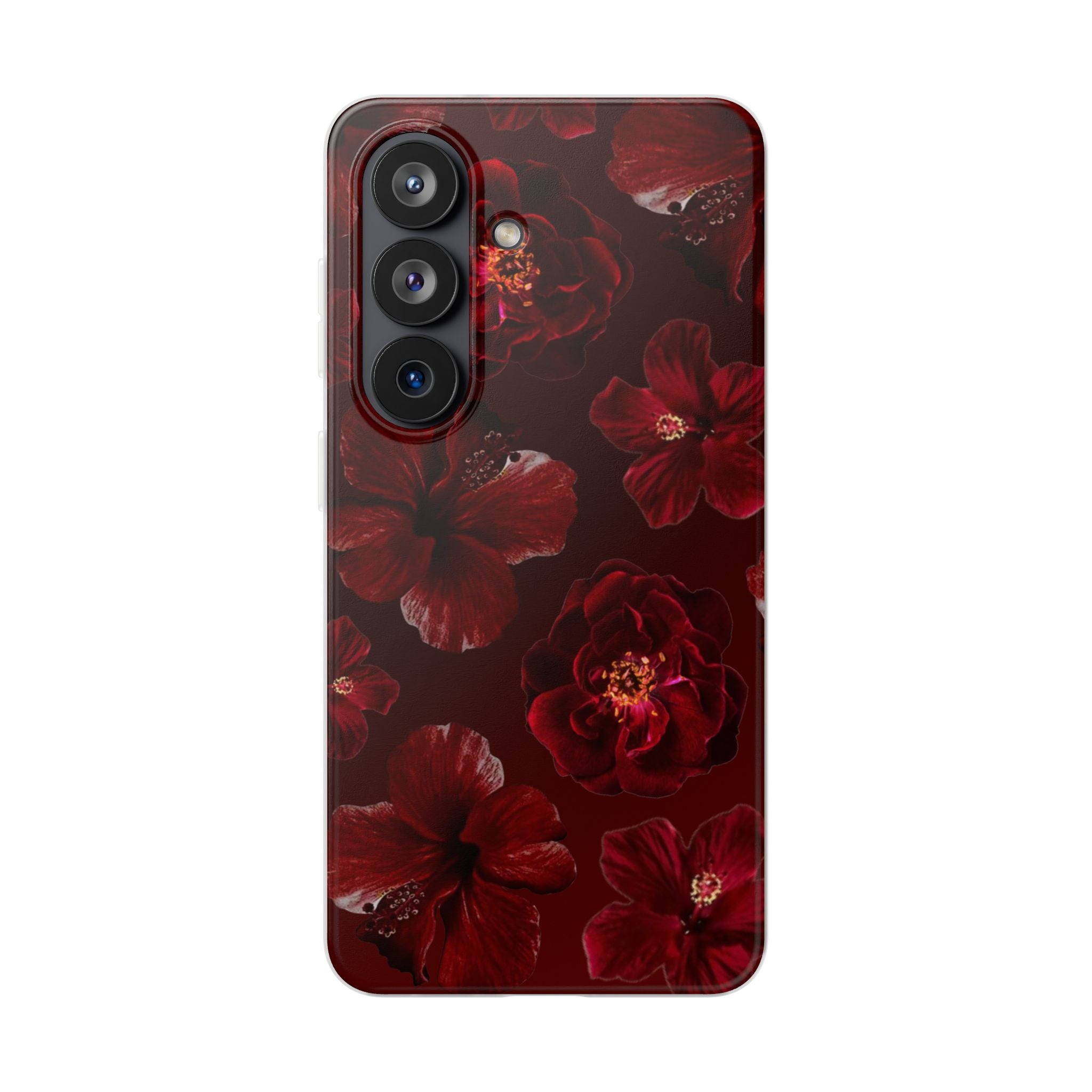 Red Floral Flexi Case — Dark Rose Phone Case