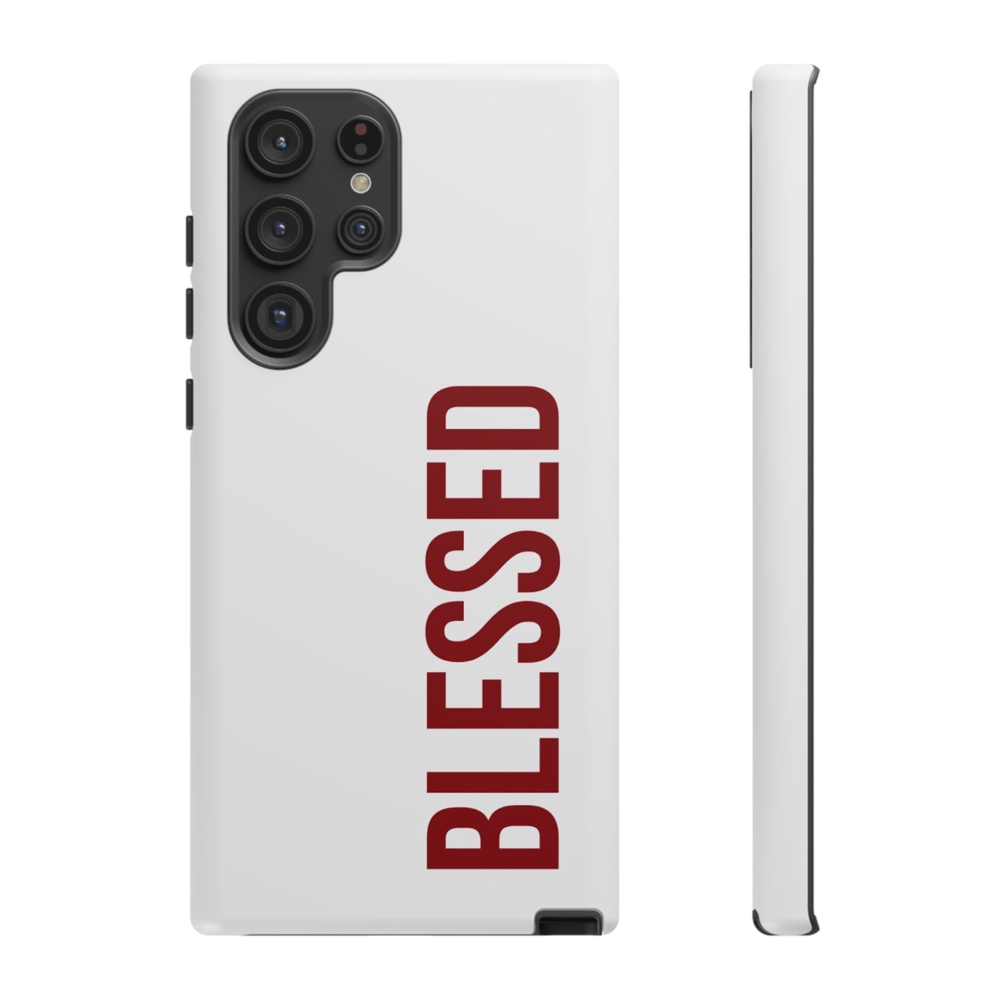 Blessed Vertical Phone Case — Protective Slim iPhone Cover with Red 'BLESSED' Text