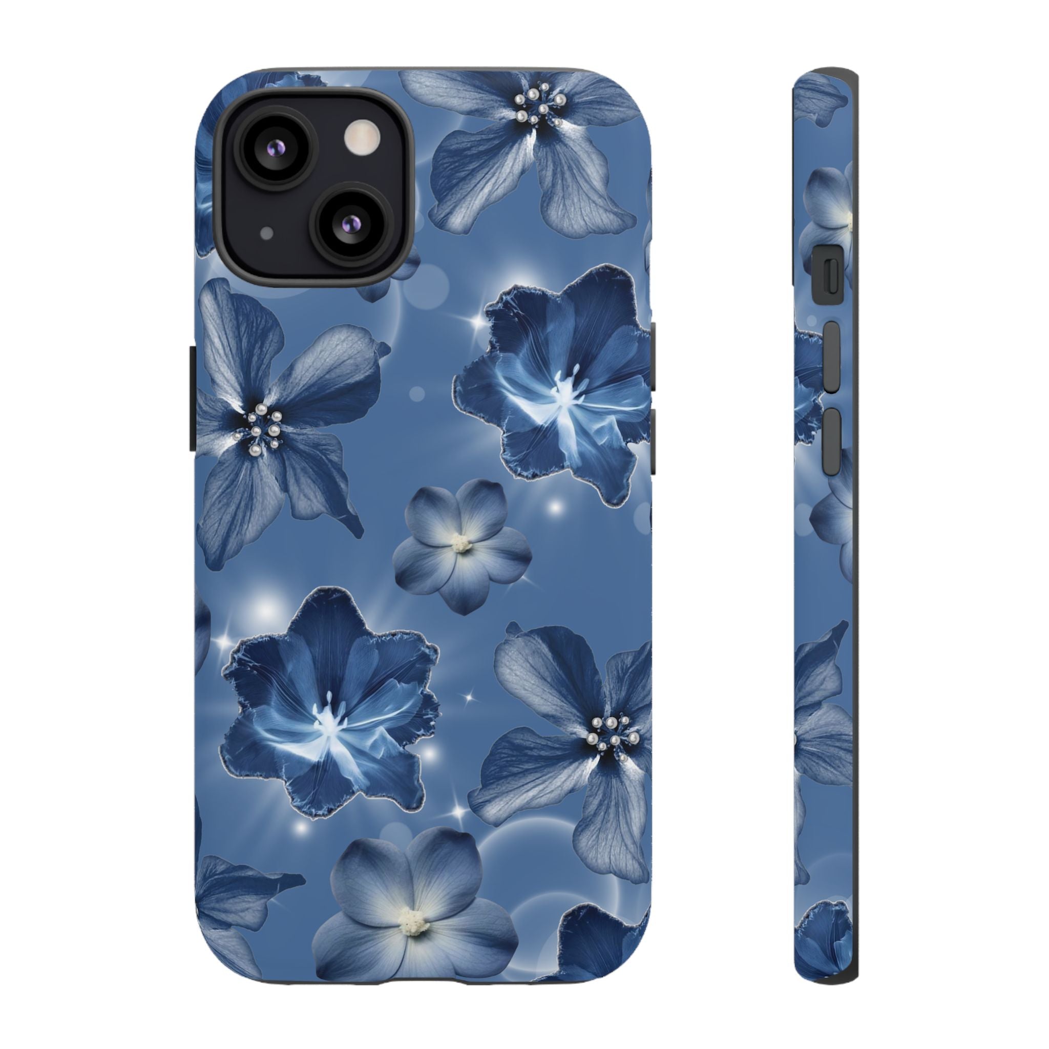 Blue Floral Tough Phone Case — Protective Blossom Design