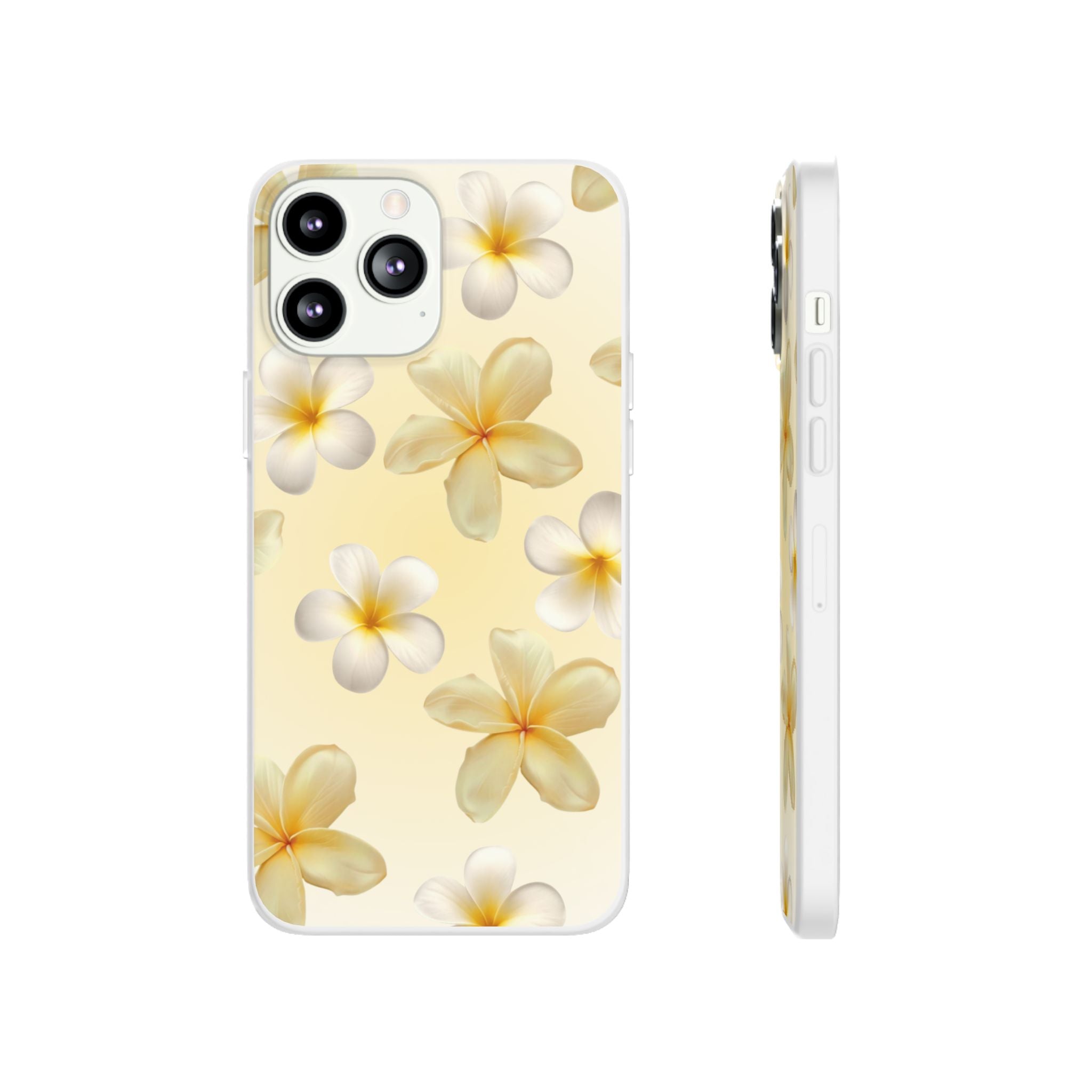 Plumeria Floral Flexi Phone Case — Tropical Yellow Flower Protective Cover