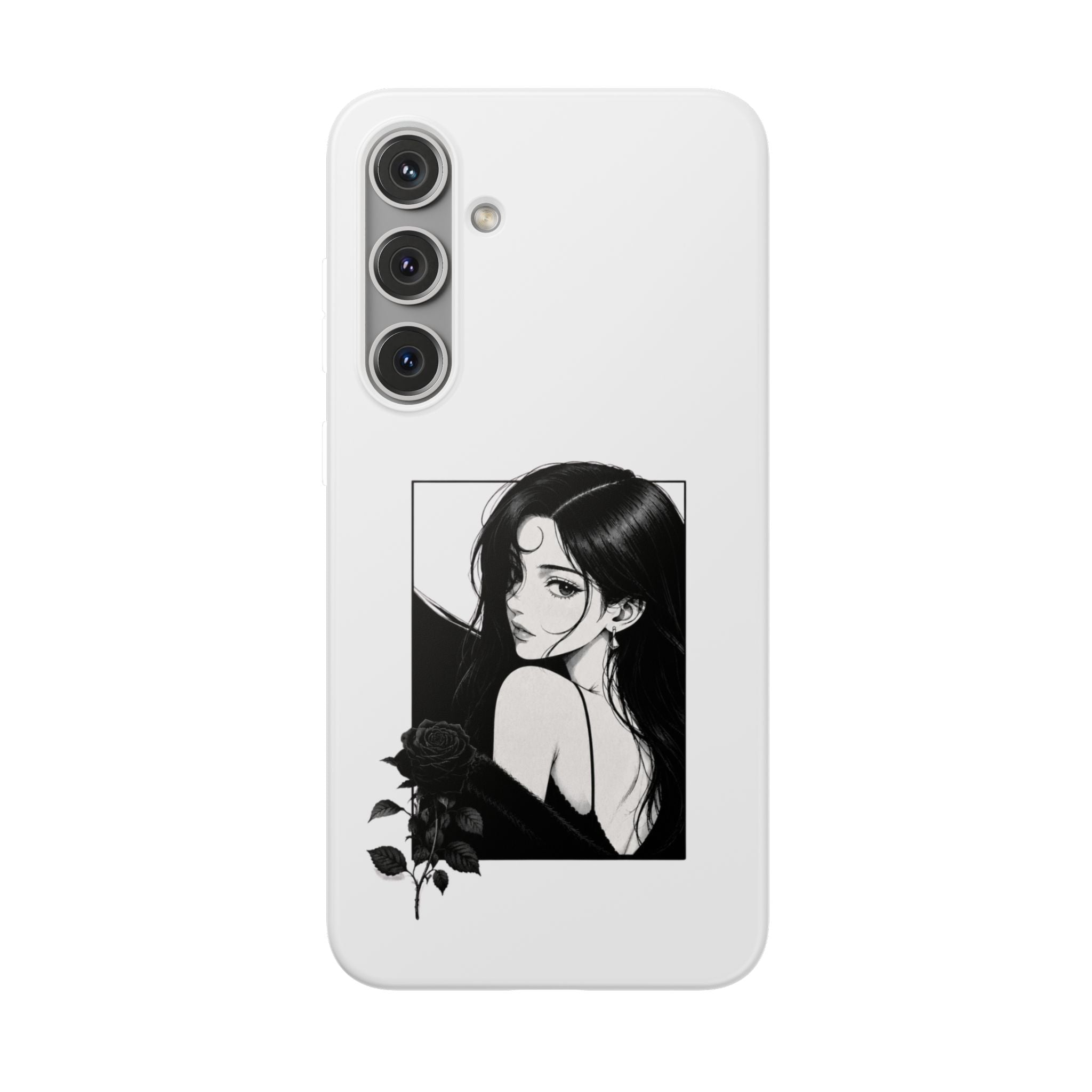 Anime Girl Noir Black Rose Illustration Flexi Case