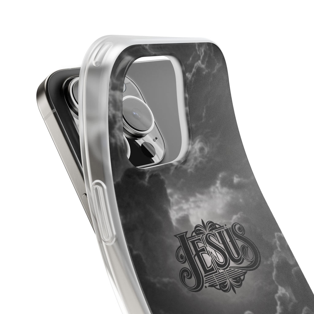 Jesus Cloud Phone Case — Faith-Inspired Flexi Case with 'Jesus' Script