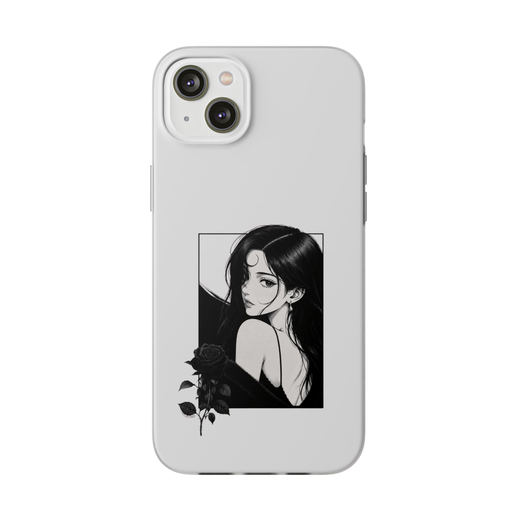 Anime Girl Noir Black Rose Illustration Flexi Case