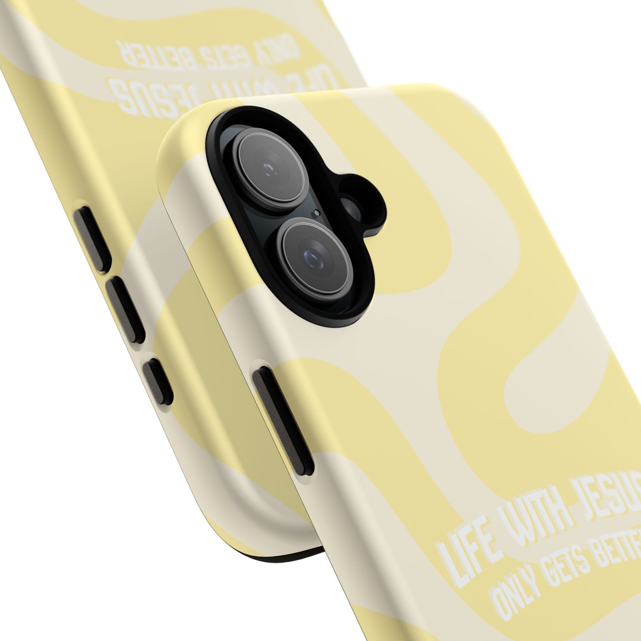 Yellow Swirl Phone Case - "Life With Jesus Only Gets Better" Christian iPhone Cover Tough Case