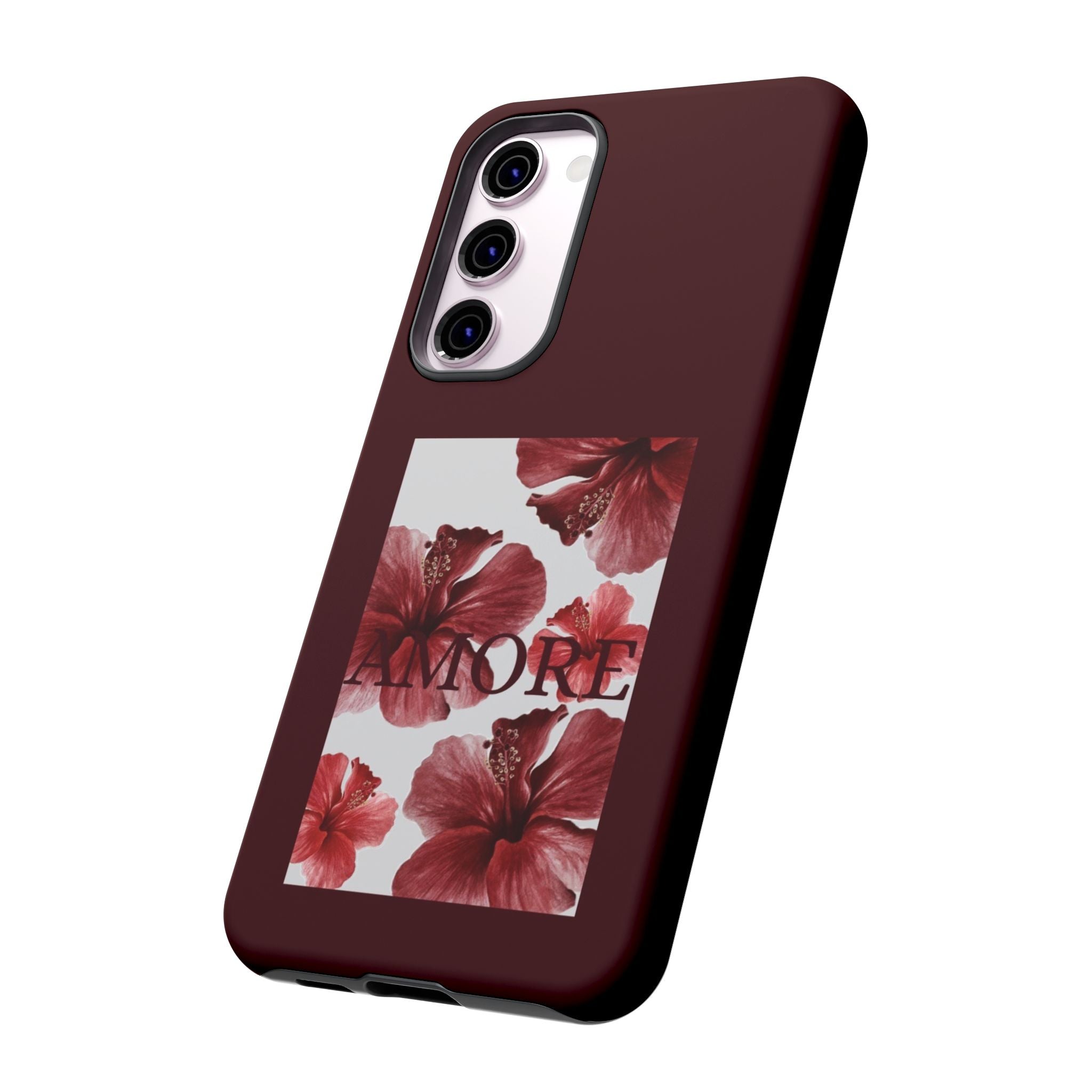 Amore Floral Phone Case — Burgundy Tough Protective Cover