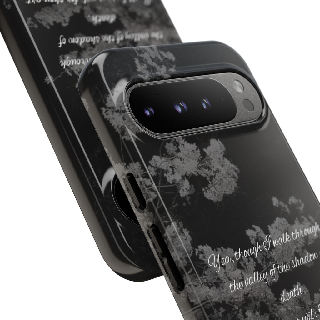 Bible Verse Phone Case — Psalm 23:4 Comfort Black Protective Cover