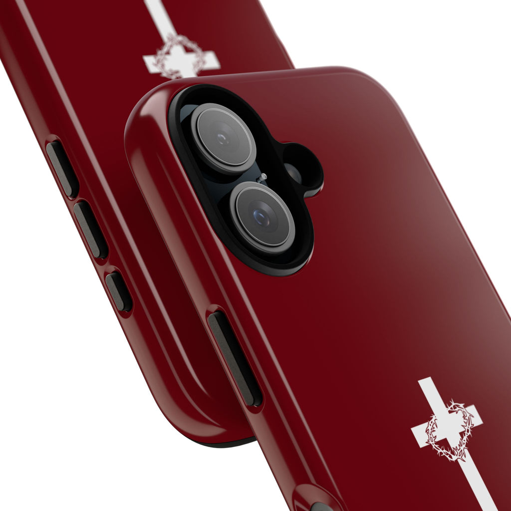 God's Plan — Christian Tough Phone Case | Cross Faith Burgundy Cover